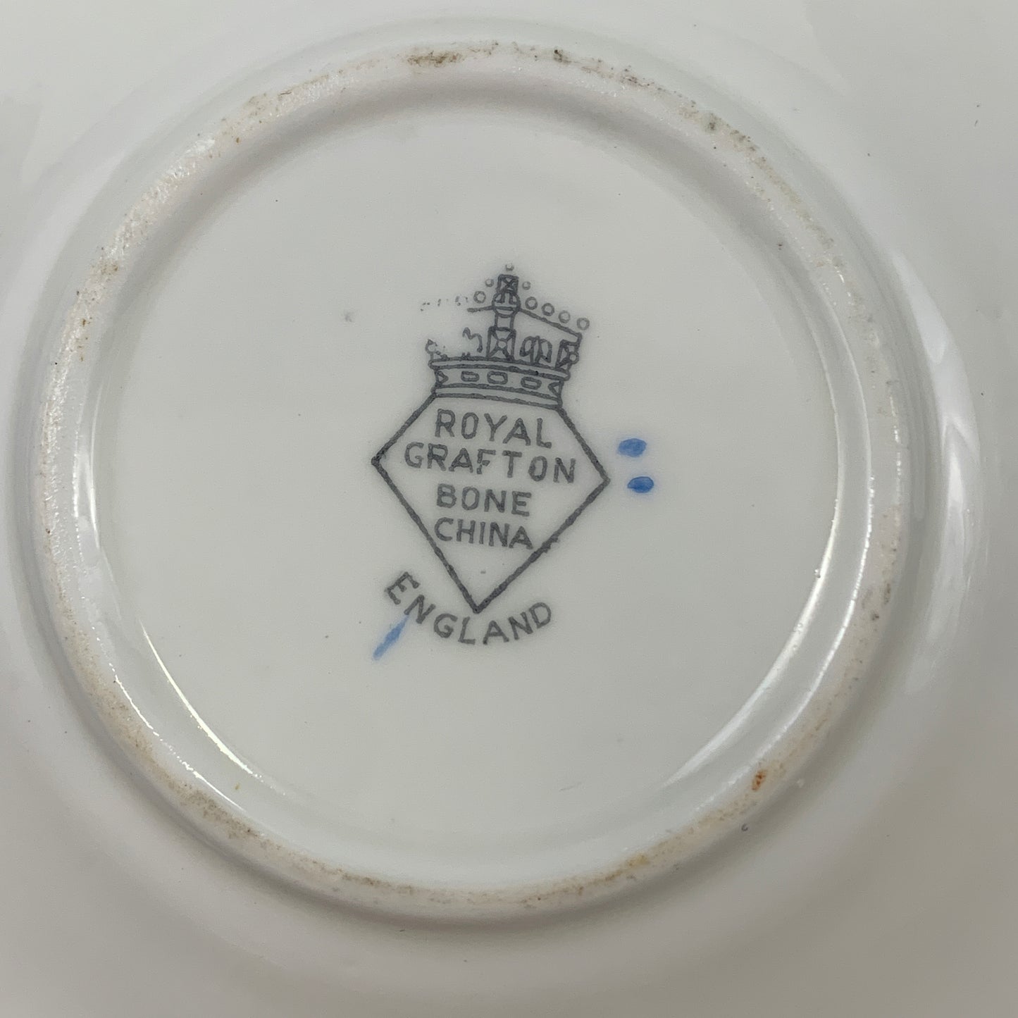 Blue and Grey Floral Royal Grafton Vintage Teacup, Smooth Shape