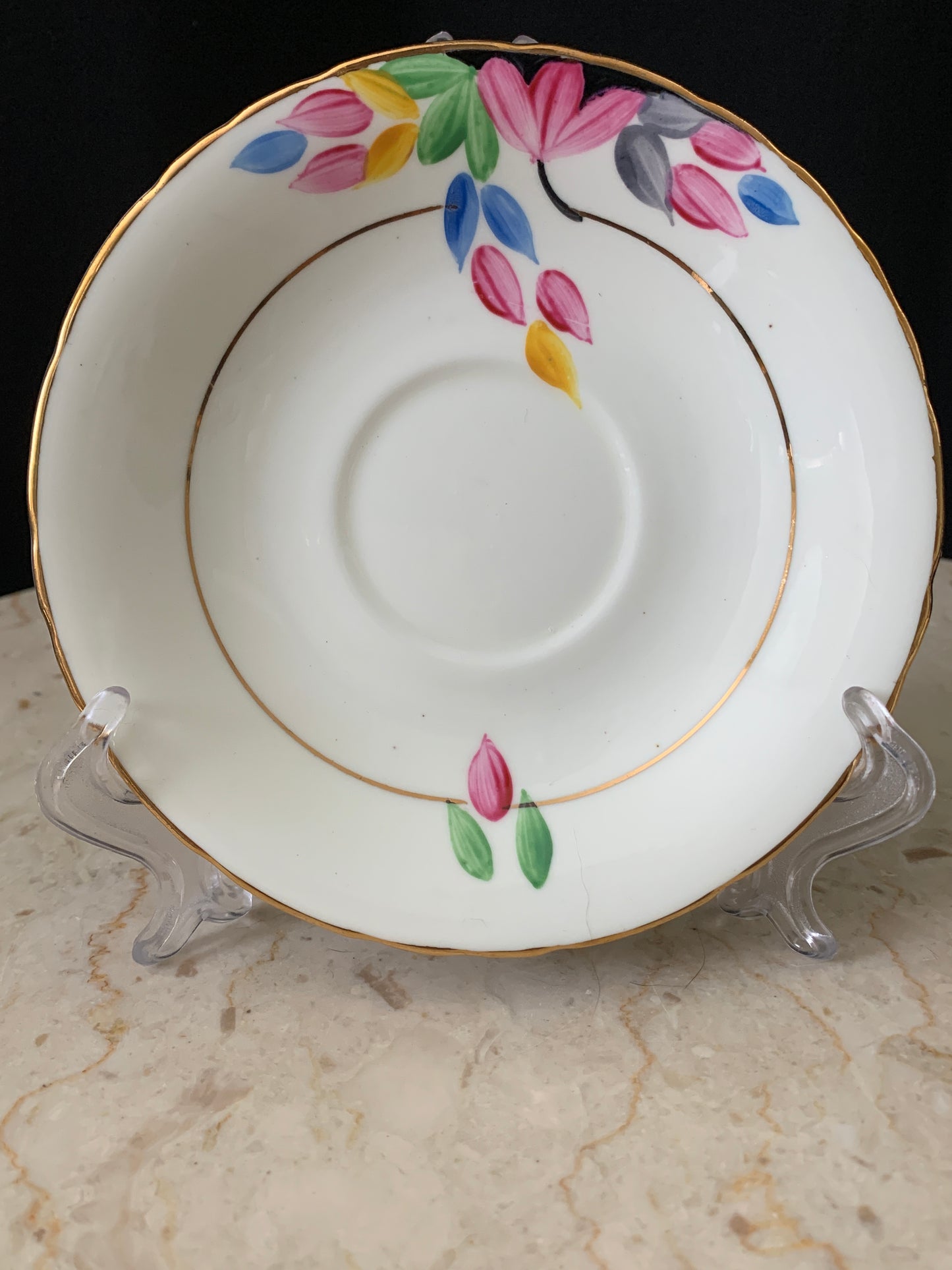 Hand Painted Floral Vintage Teacup and Saucer Set