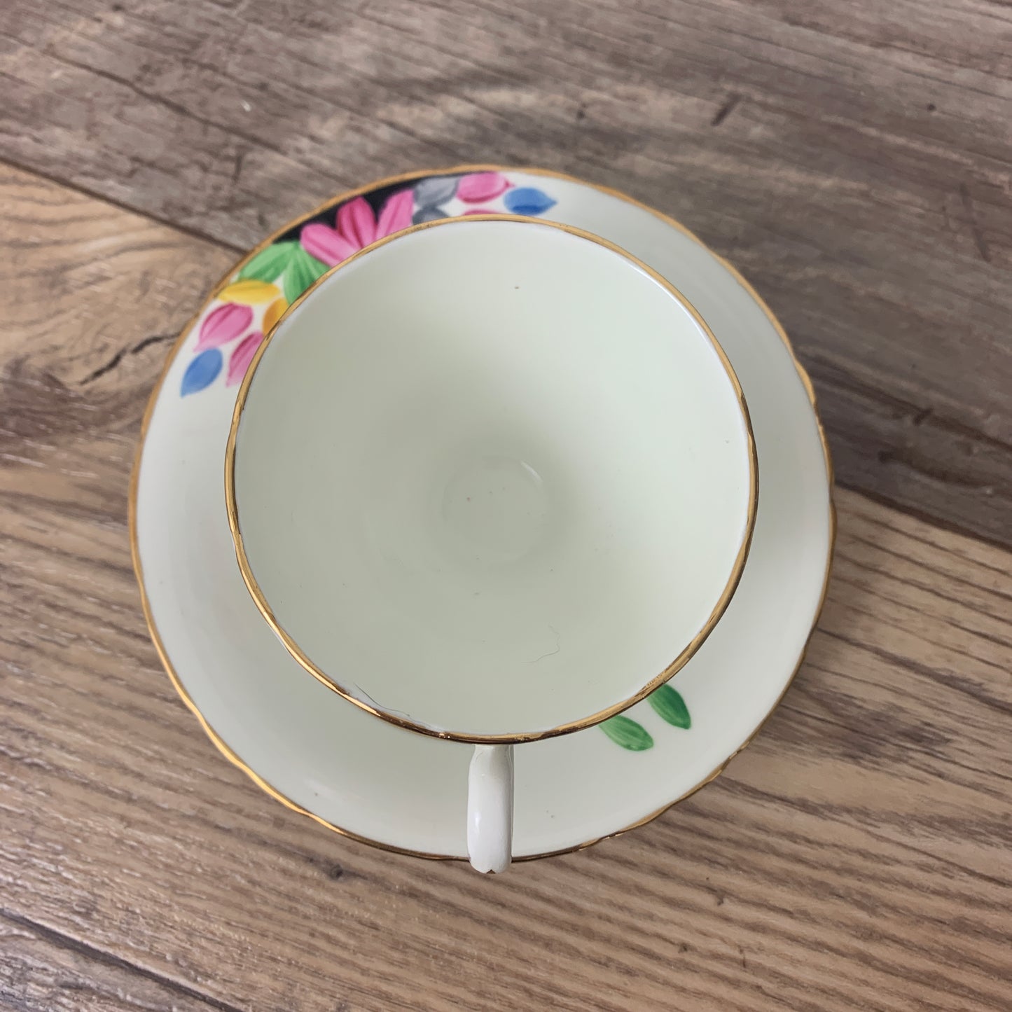 Hand Painted Floral Vintage Teacup and Saucer Set