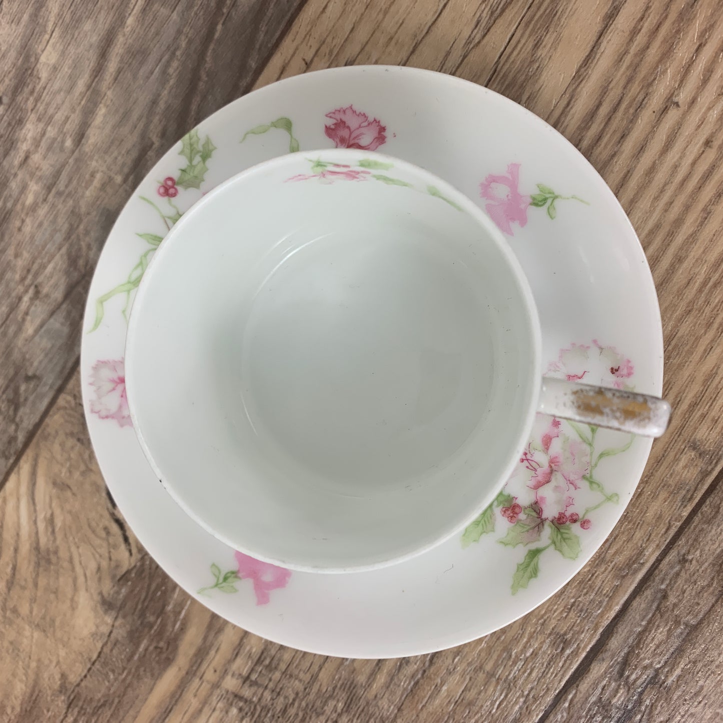 Pink and White Floral Teacup with Pink Carnations Bavaria Vintage Teacup