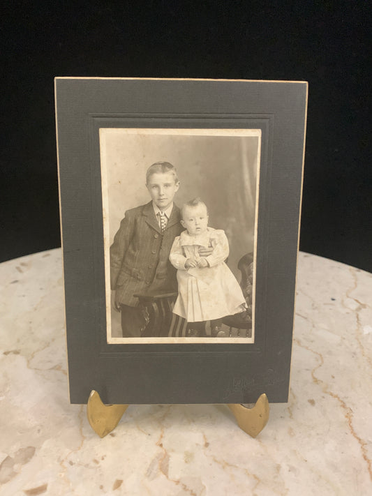 Antique Phototgraph Big Brother and Baby