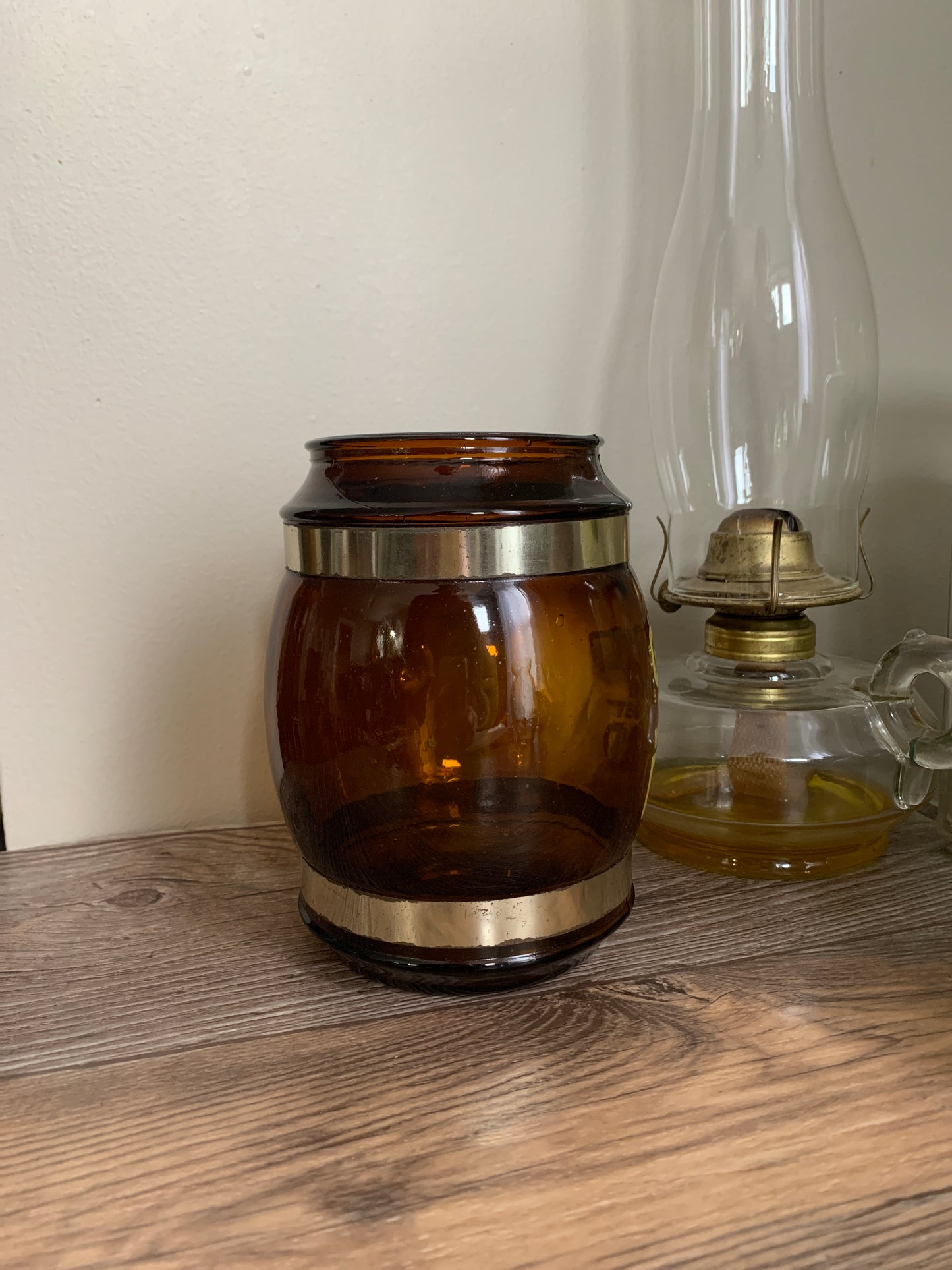 Extra Large Vintage Beer Mug Vintage Amber Glass Man Cave Decor Vintage Bar