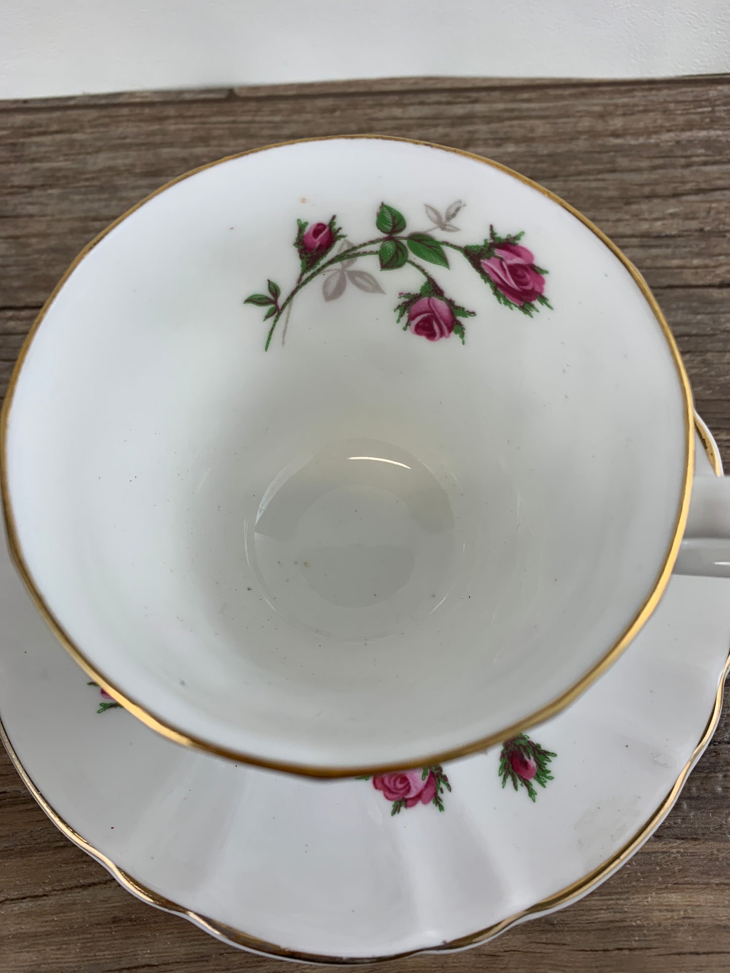 Vintage Teacup with Pink Rosebuds Staffordshire Fine Bone China Tea Cup Mothers Day Gift