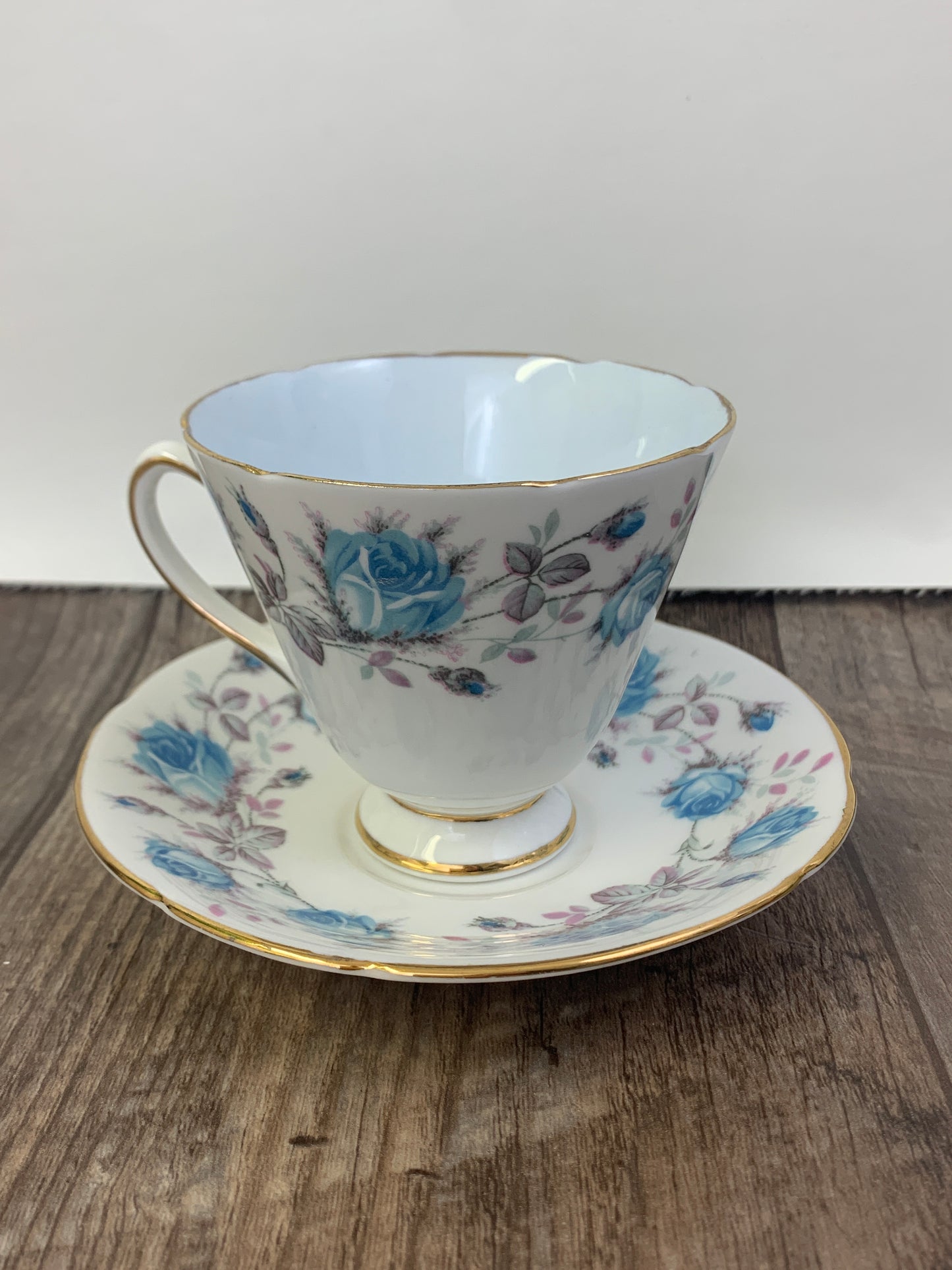 Vintage Teacup with Blue Floral Pattern Blue Inner Cup Mothers Day Gifts Vintage English Tea Cups
