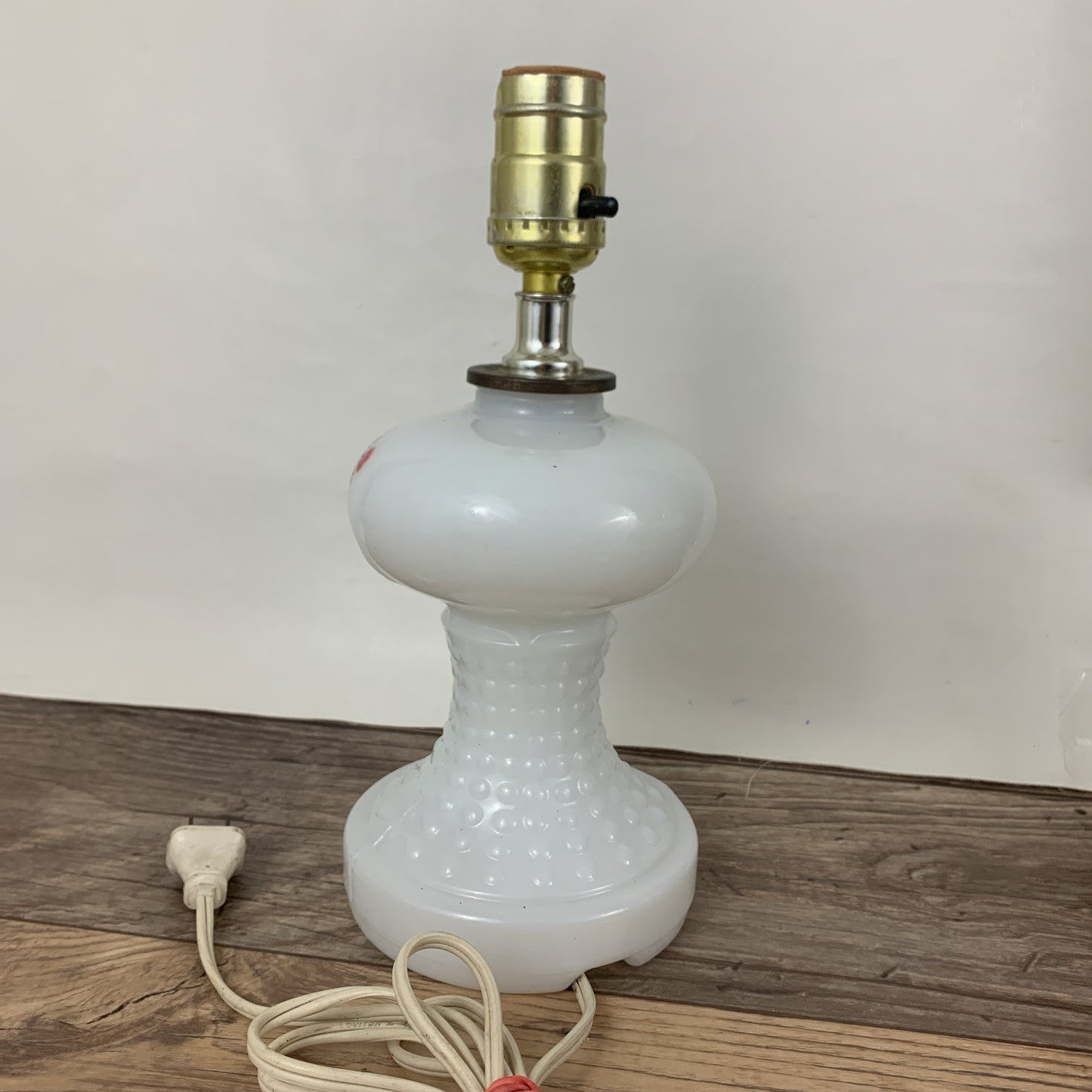 Milk Glass Lamp with Pink and Blue Flowers, Vintage Milk Glass Accent Lamp