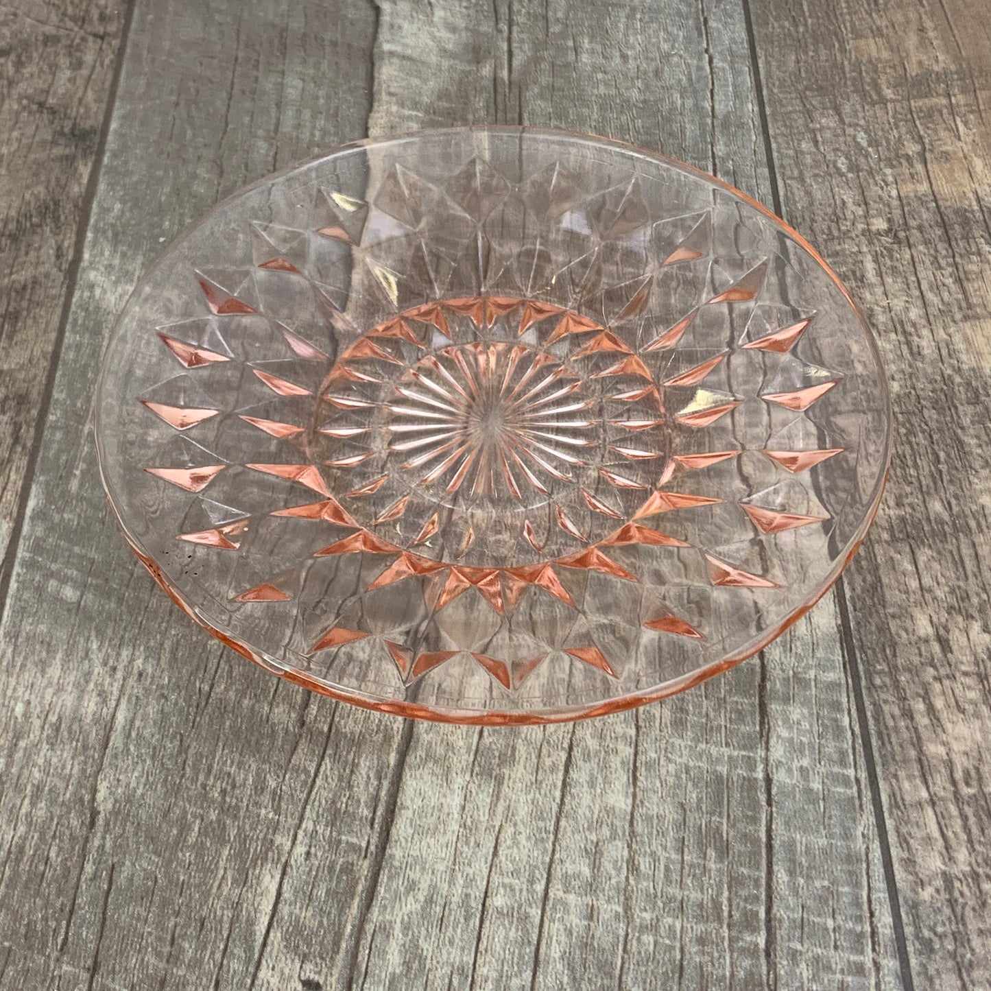 Pink Depression Glass Windsor Diamond Bread Plates 6" Jeanette Glass Company