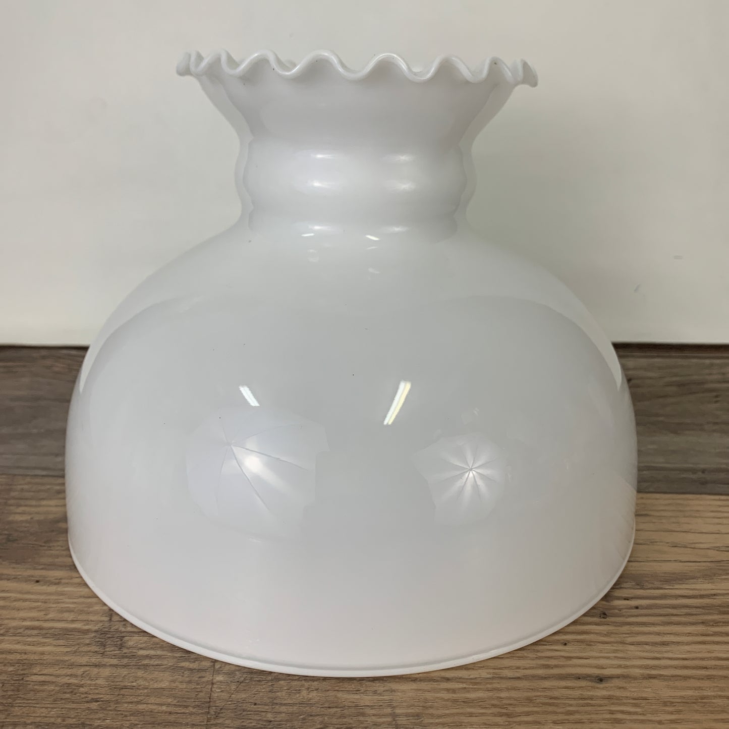 Vintage Milk Glass Lamp Shade with Open Ruffle Top