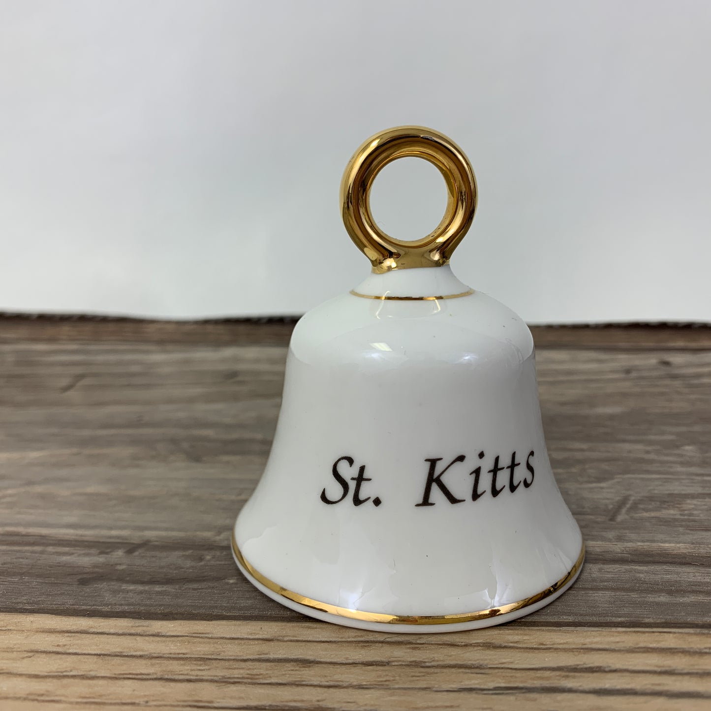 Vintage China Bell with Floral Pattern Vintage Travel Souvenir St Kitts Bell