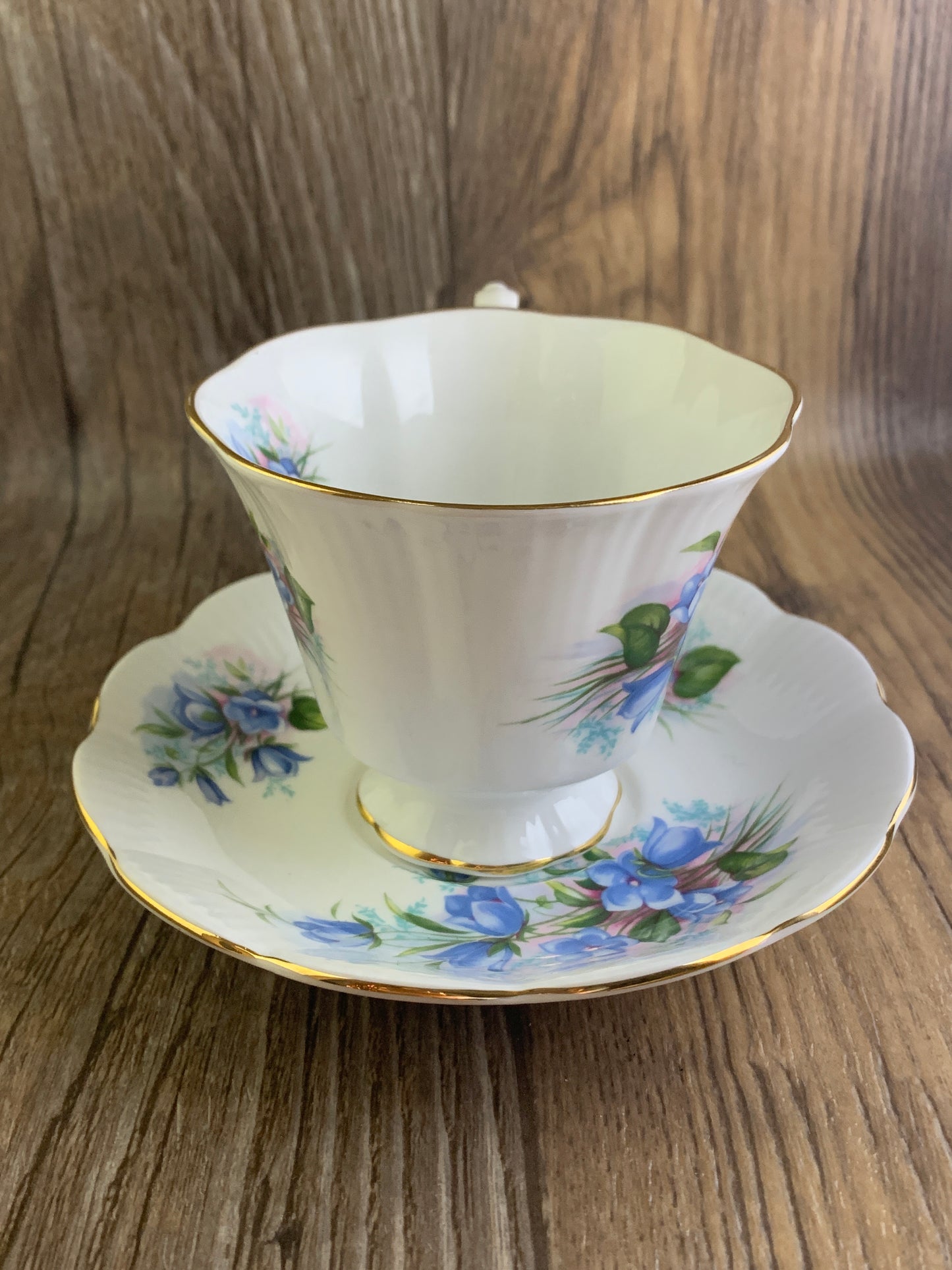 Vintage Teacup with Blue Floral Pattern, Gainsborough Shape, Royal Albert China