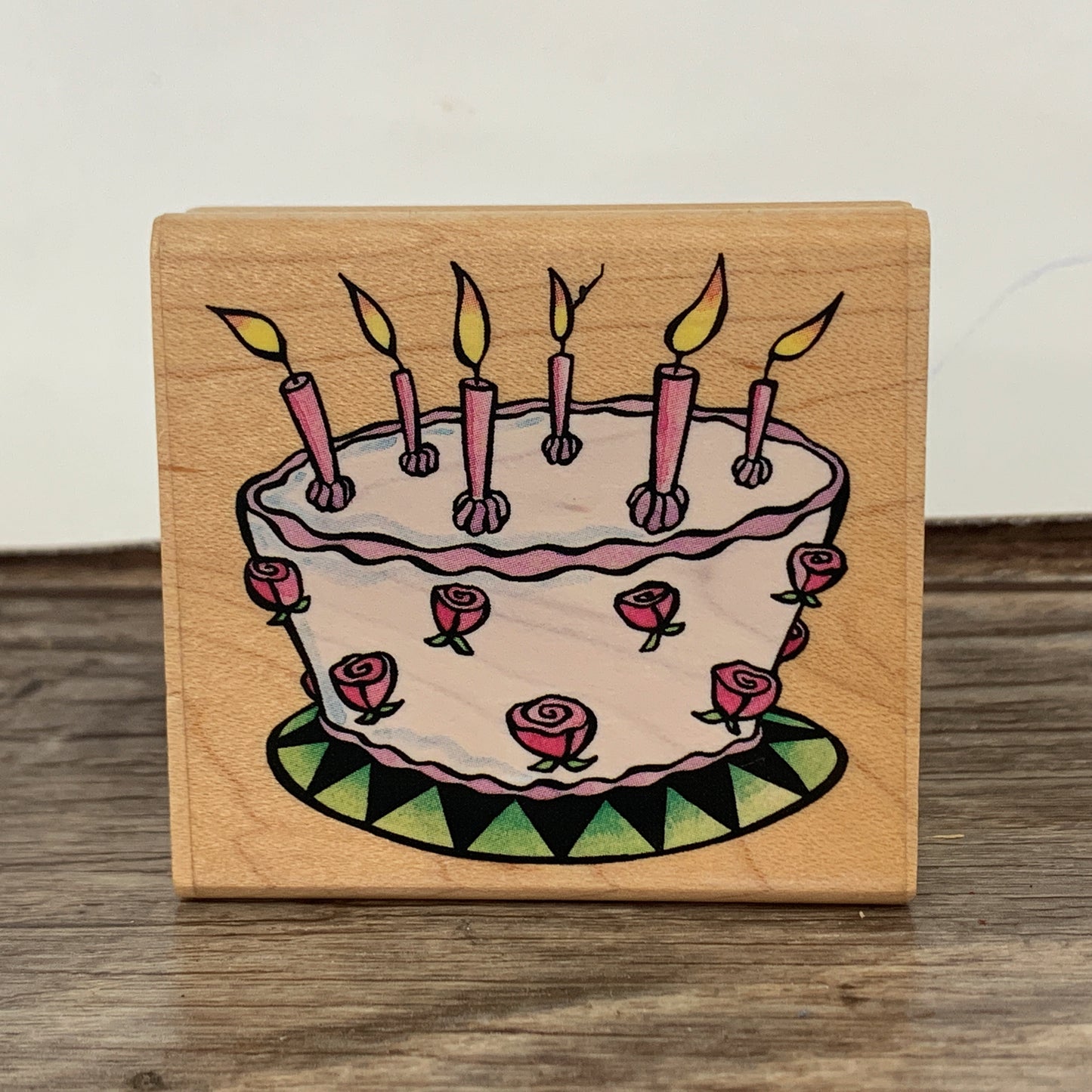 Birthday Cake Rubber Stamp Paper Craft Supply, Wacky Cake Rubber Stampede Wood Mounted Stamp
