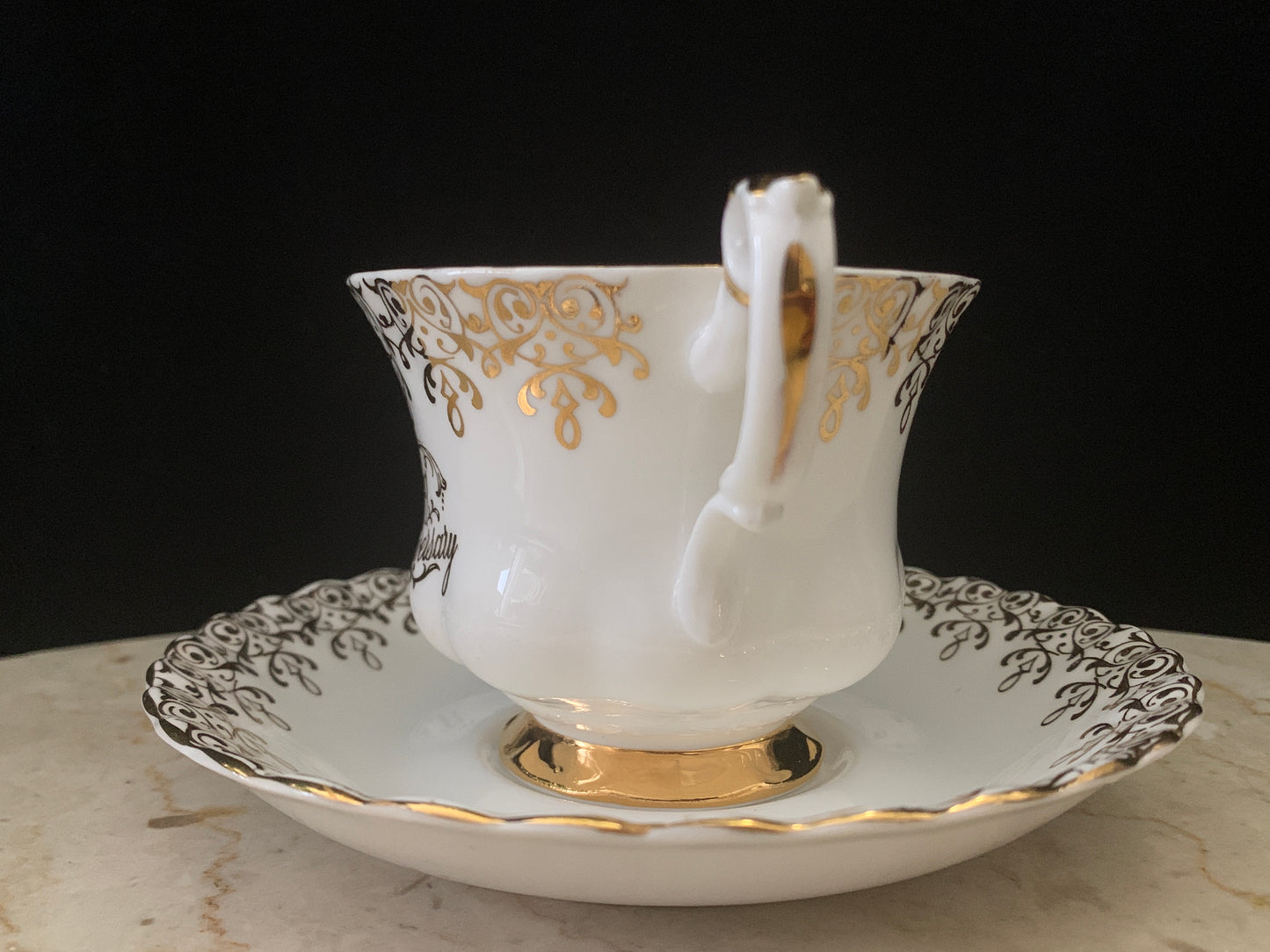 Royal Albert Vintage Tea Cup Wedding Anniversary White and Gold Vintage Teacup