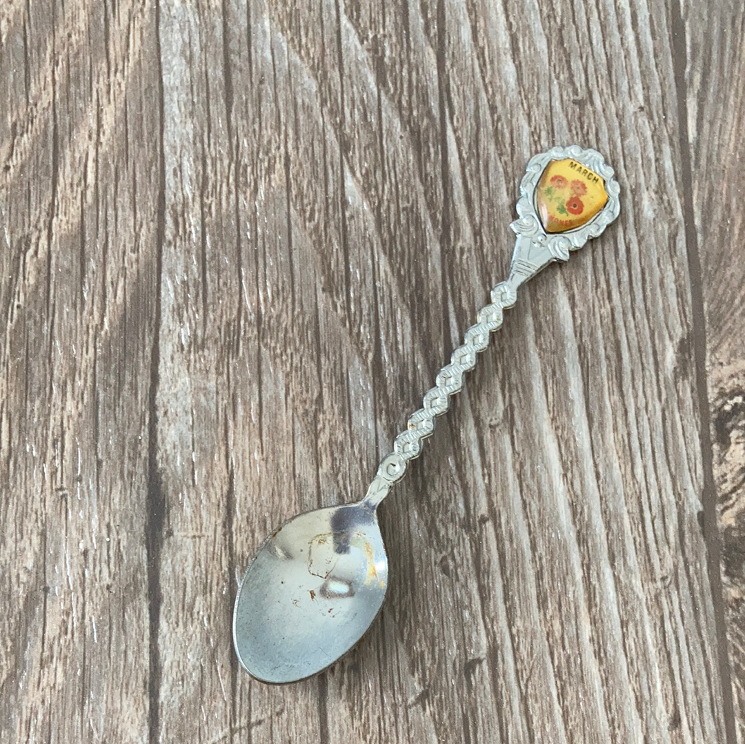 March Flower Anemones Vintage Collectible Spoon