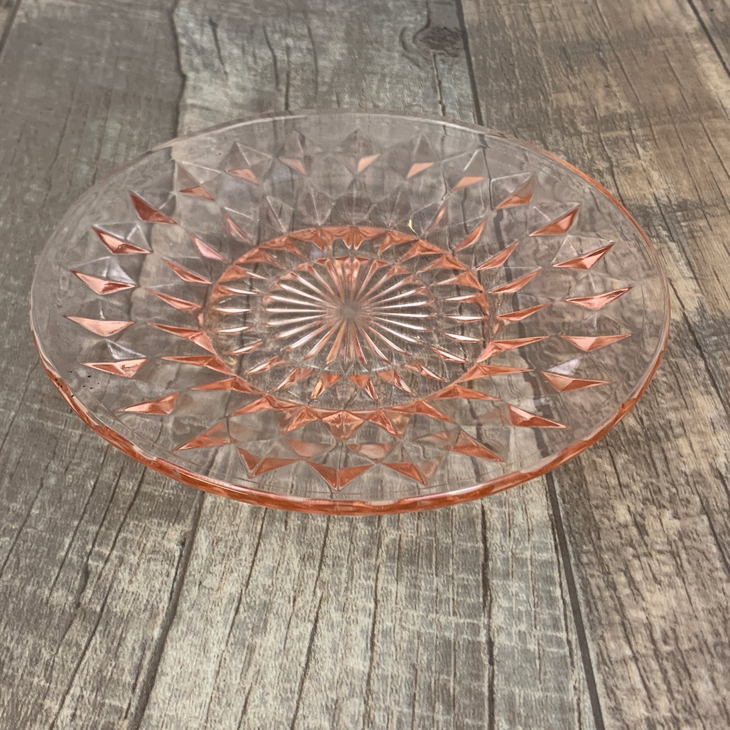 Pink Depression Glass Windsor Diamond Bread Plates 6" Jeanette Glass Company