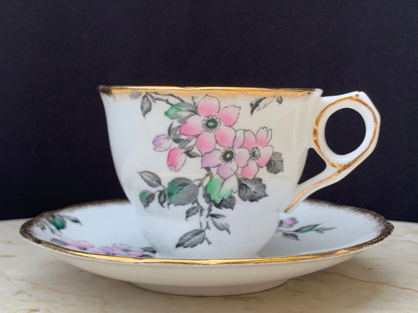 Vintage Teacup with Pink and Purple Floral Pattern Vintage English Tea Cup Royal Standard Fine Bone China