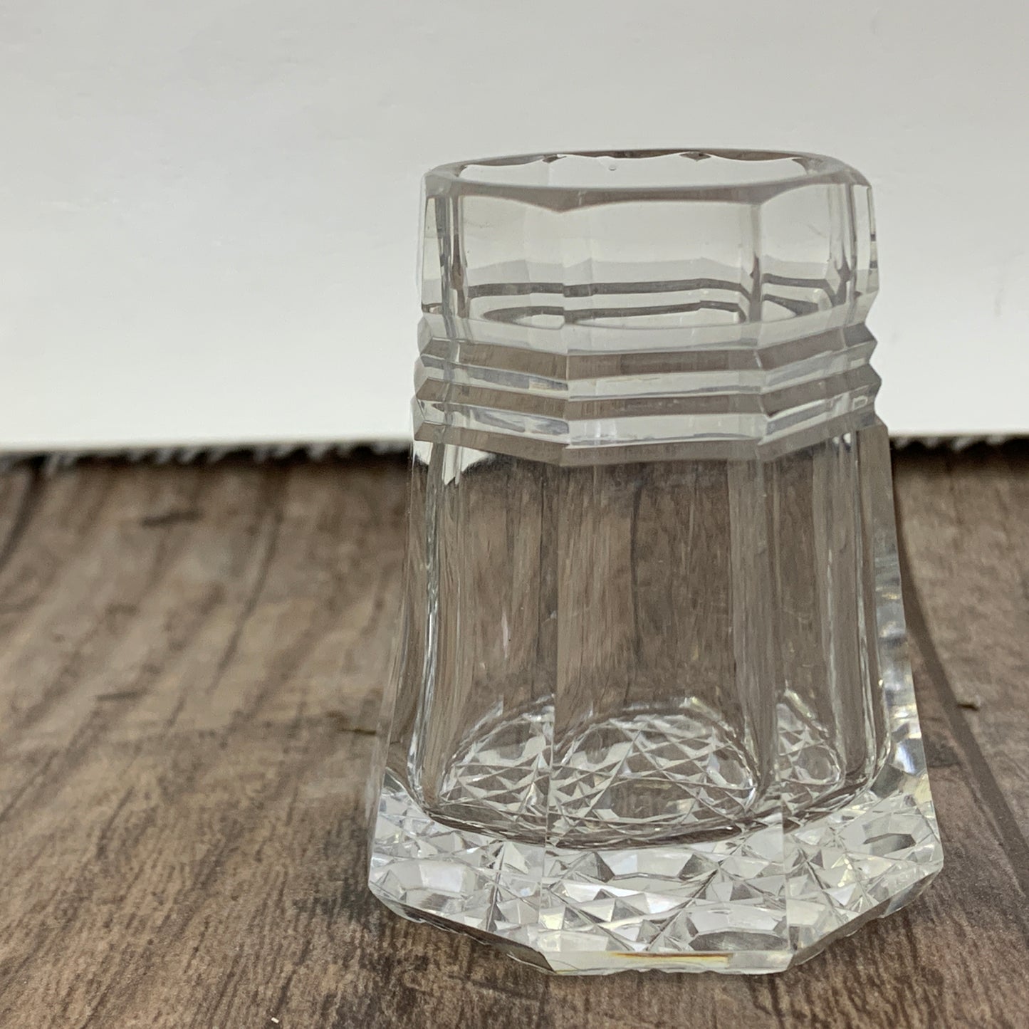 Vintage Glass Octagon-Shaped Toothpick Holder with Patterned Base