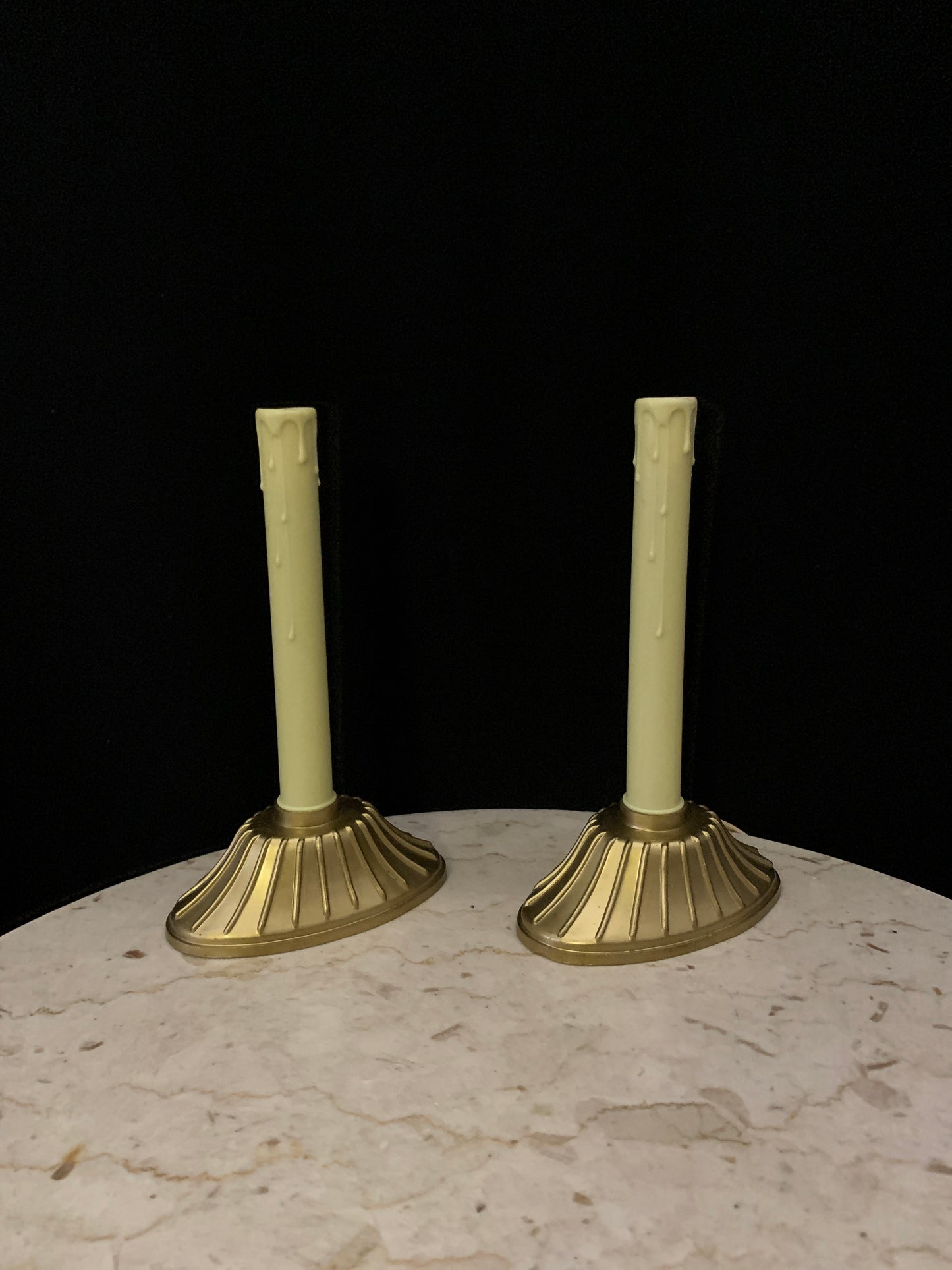 Electric Candle Vintage Christmas Decoration Pair Set f Two Candlestick Christmas Light