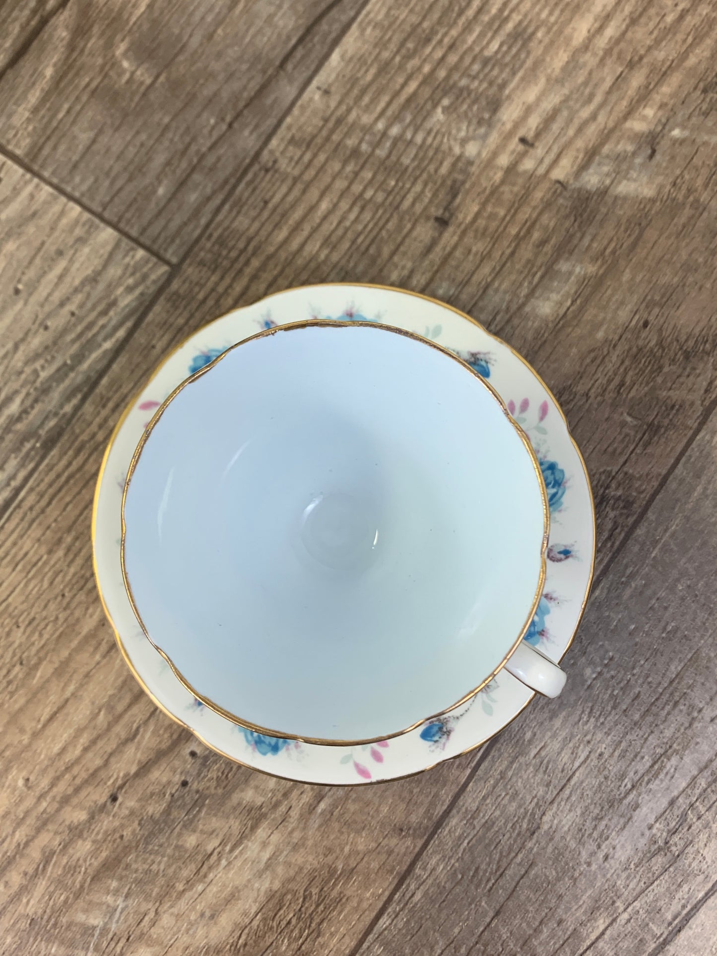 Vintage Teacup with Blue Floral Pattern Blue Inner Cup Mothers Day Gifts Vintage English Tea Cups