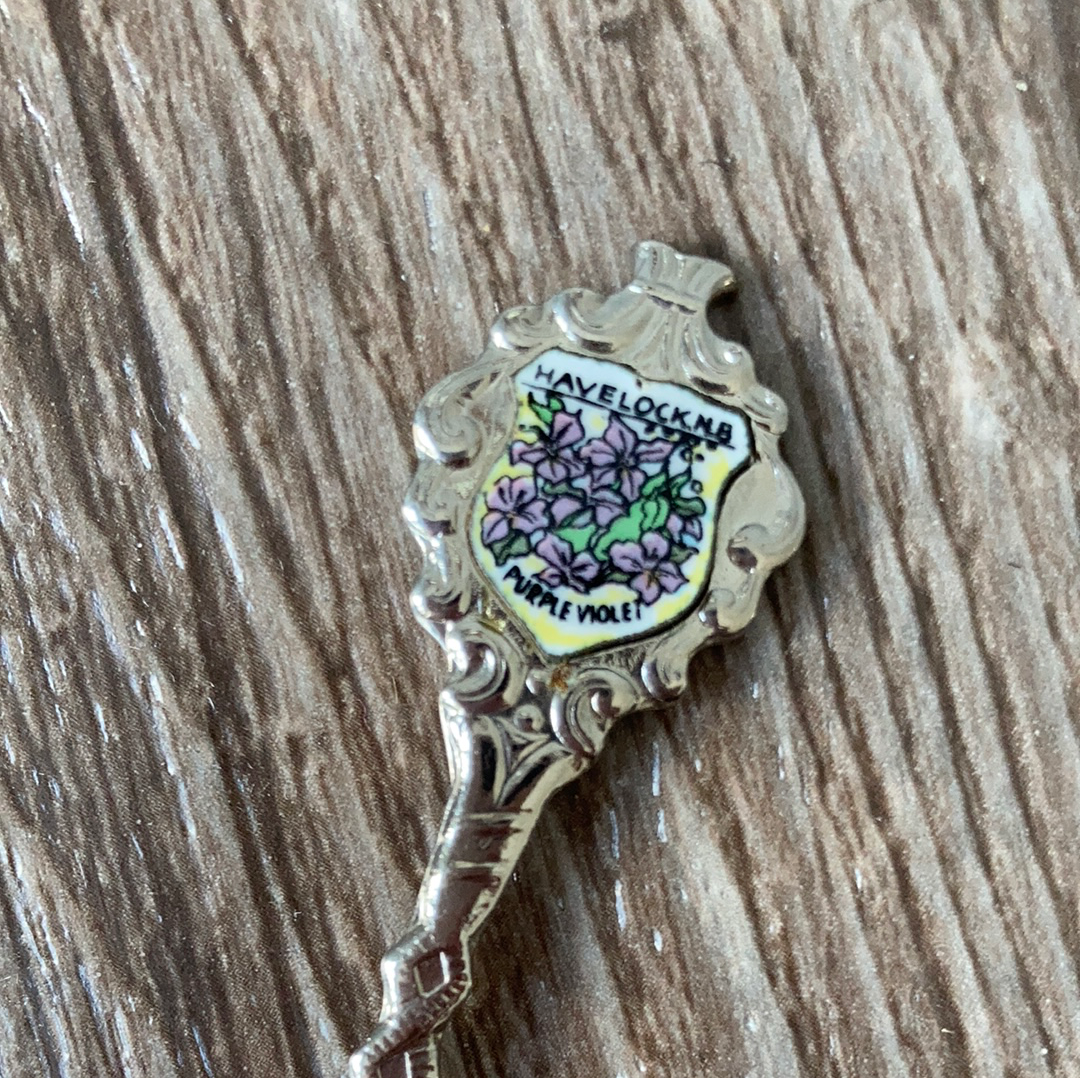 Havelock New Brunswick Canada with Purple Violets Collectible Vintage Souvenir Spoon
