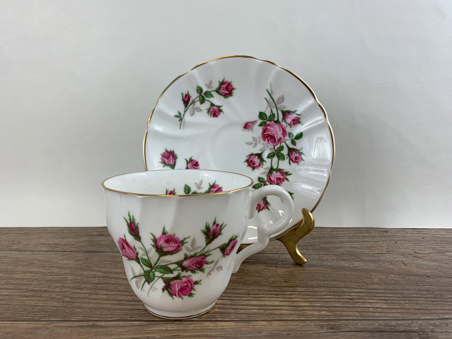 Vintage Teacup with Pink Rosebuds Staffordshire Fine Bone China Tea Cup Mothers Day Gift