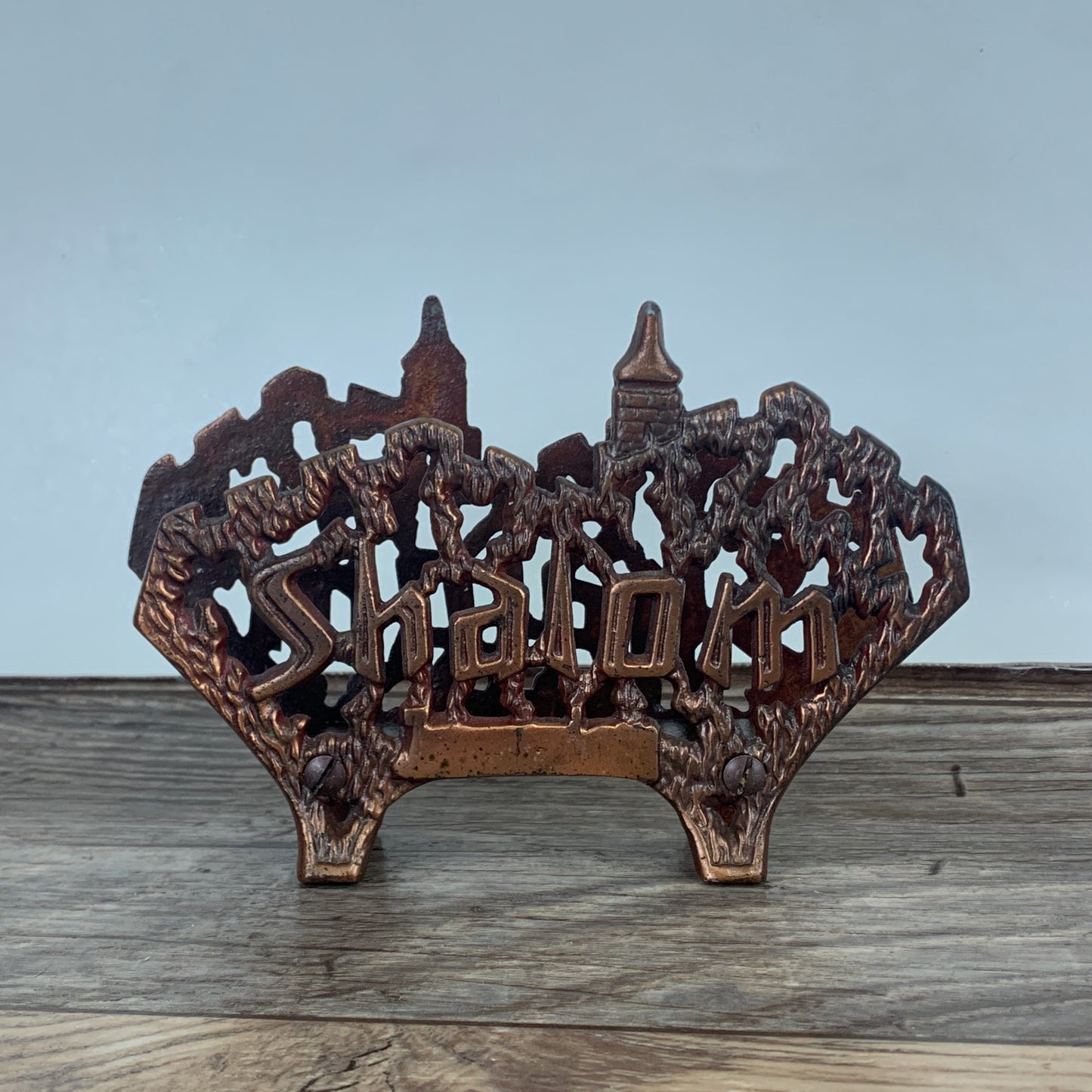 Shalom Metal Napkin Holder or Letter Holder