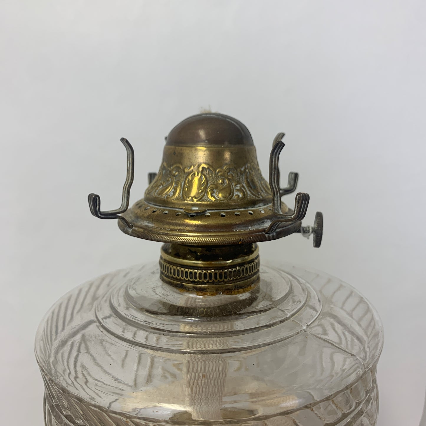 Antique Cast Iron Base Oil Lamp Ornate Burner Patent 1892