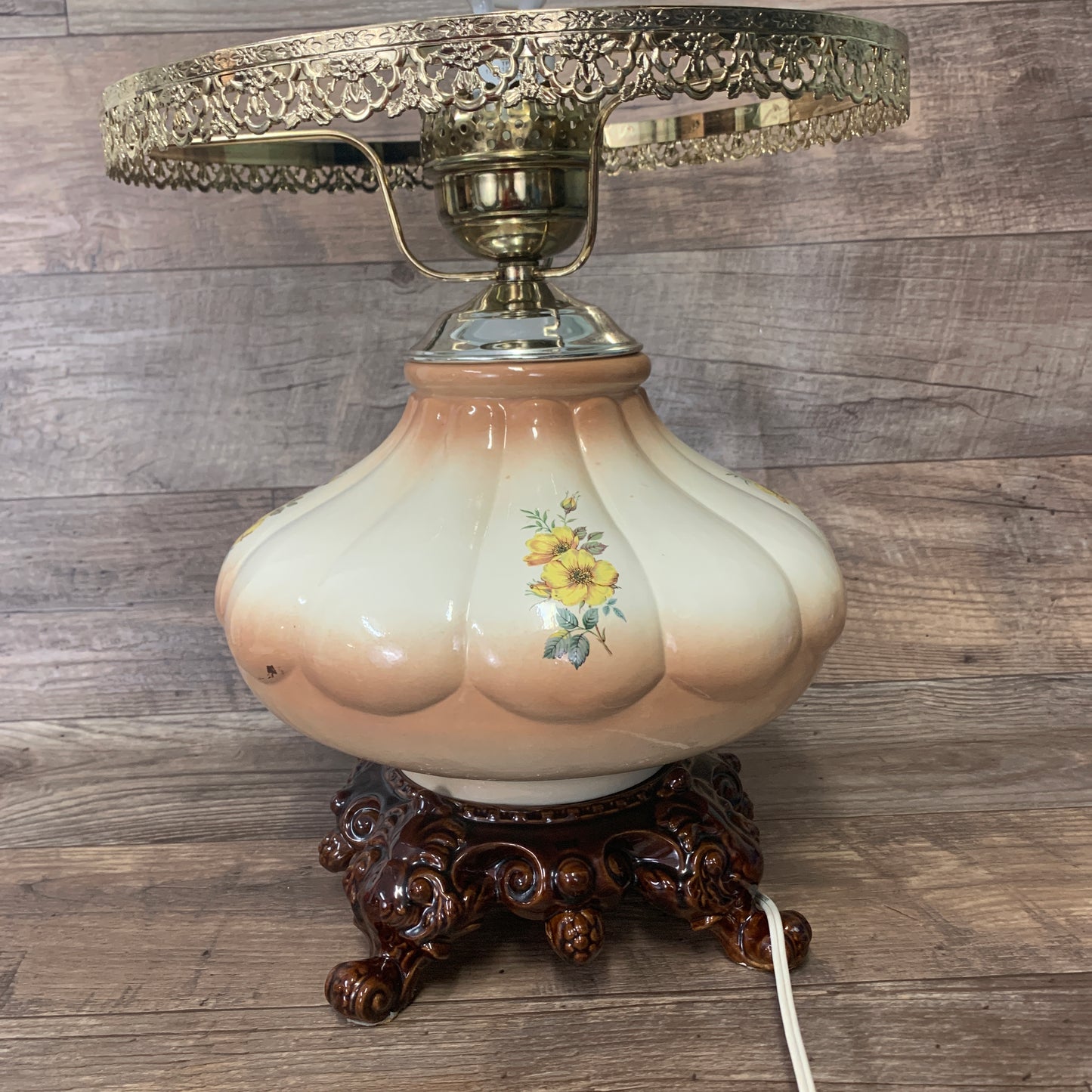 Large Ceramic Gone With the Wind Lamp, Neutral Tones