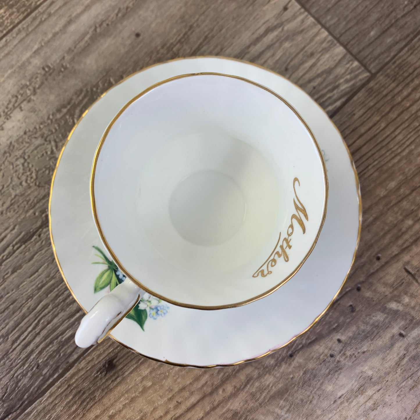 Lily of the Valley Teacup, Gift for Mother, Blue and White Floral Pattern Tea Cup