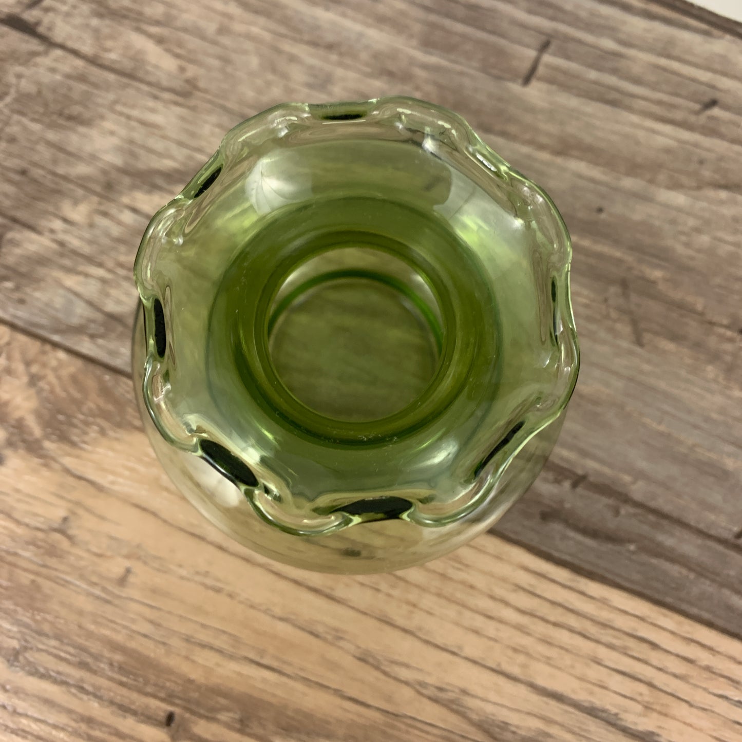 Green Ruffle Top Vase Set of 2 Avocado Green Mini Vases