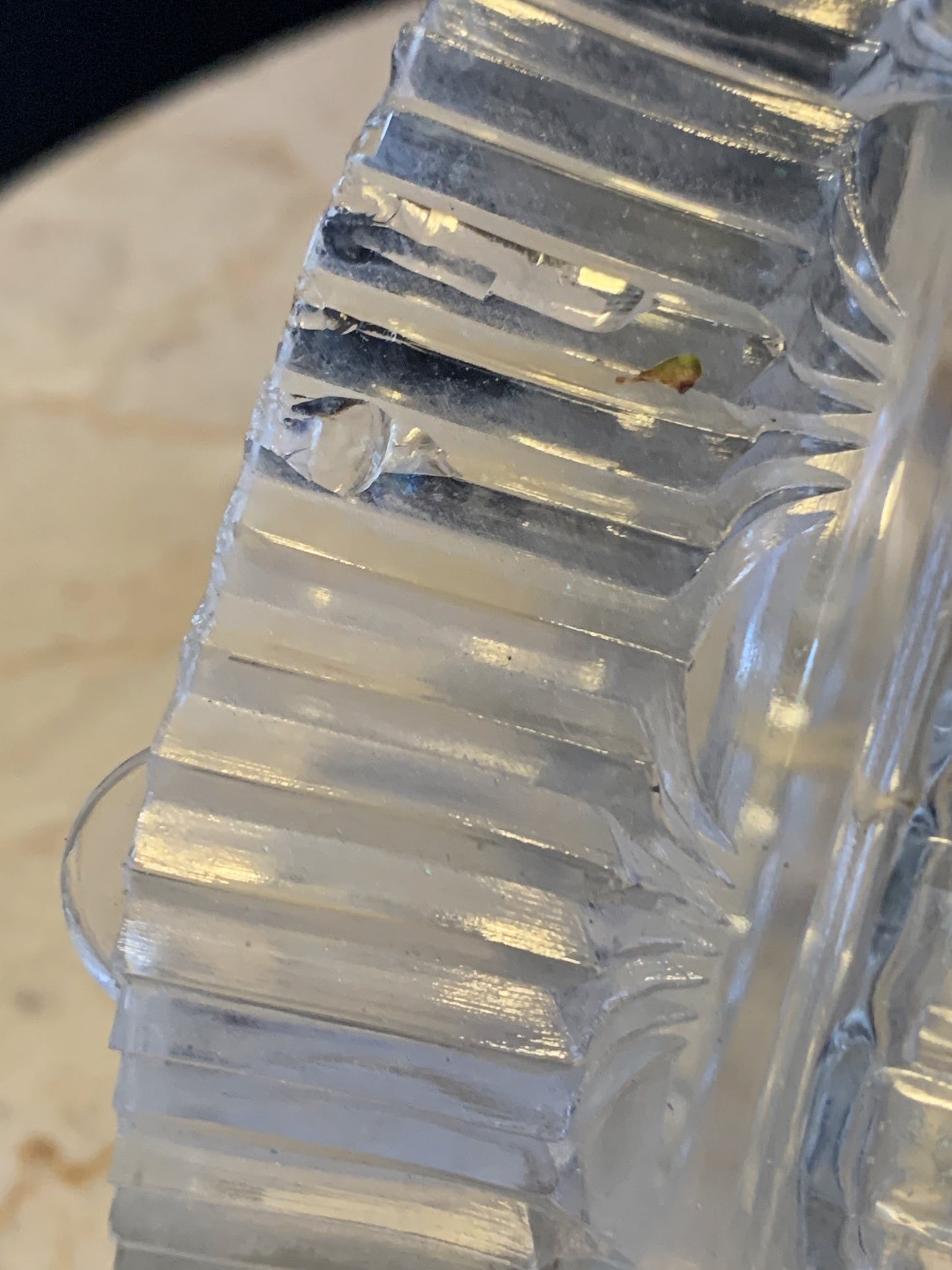 Art Deco Early Electric Glass , Antique Glass Lamp, Clear Glass Lamp with Ribbed Pattern