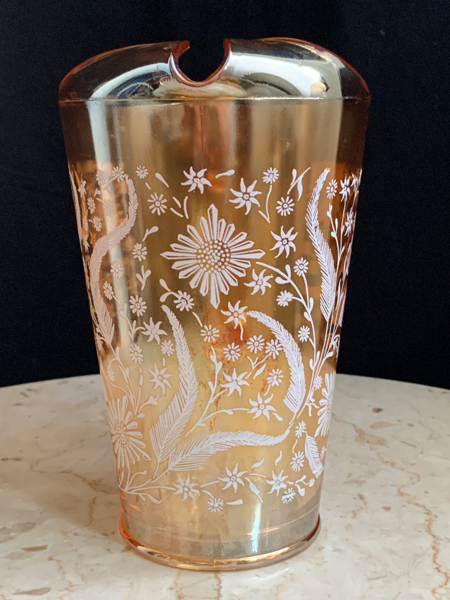 Marigold Carnival Glass Pitcher Jeanette Glass Company Florigold