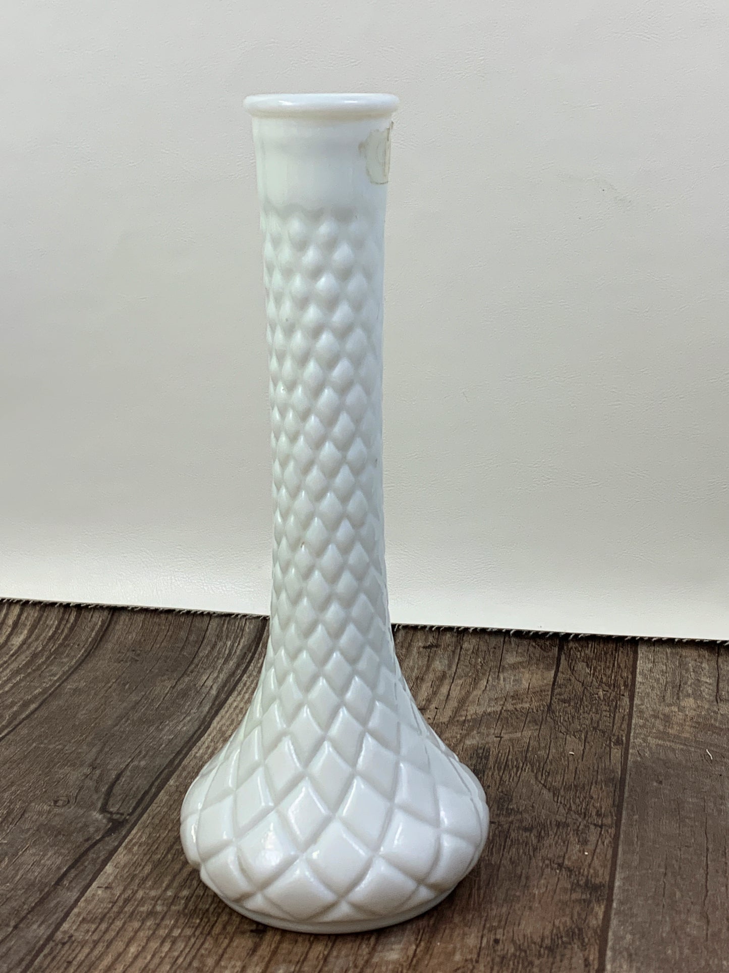 Vintage Milk Glass Teleflora Vase Diamond Pattern Vintage Farmhouse Decor