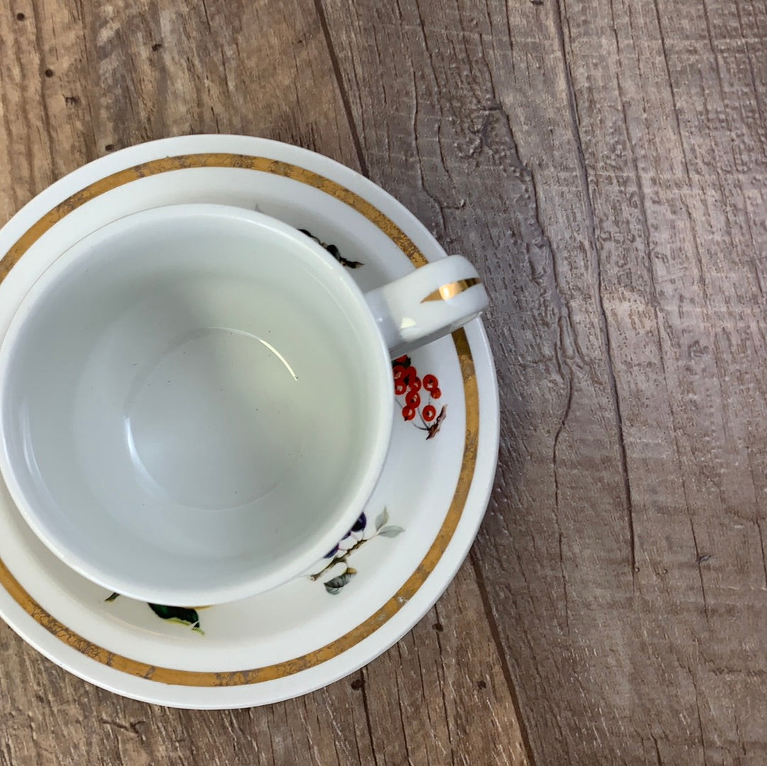 Alfred Meakin Glo White Coffee Set Coffee Pot Cream Sugar Fruit Motif Tea Set