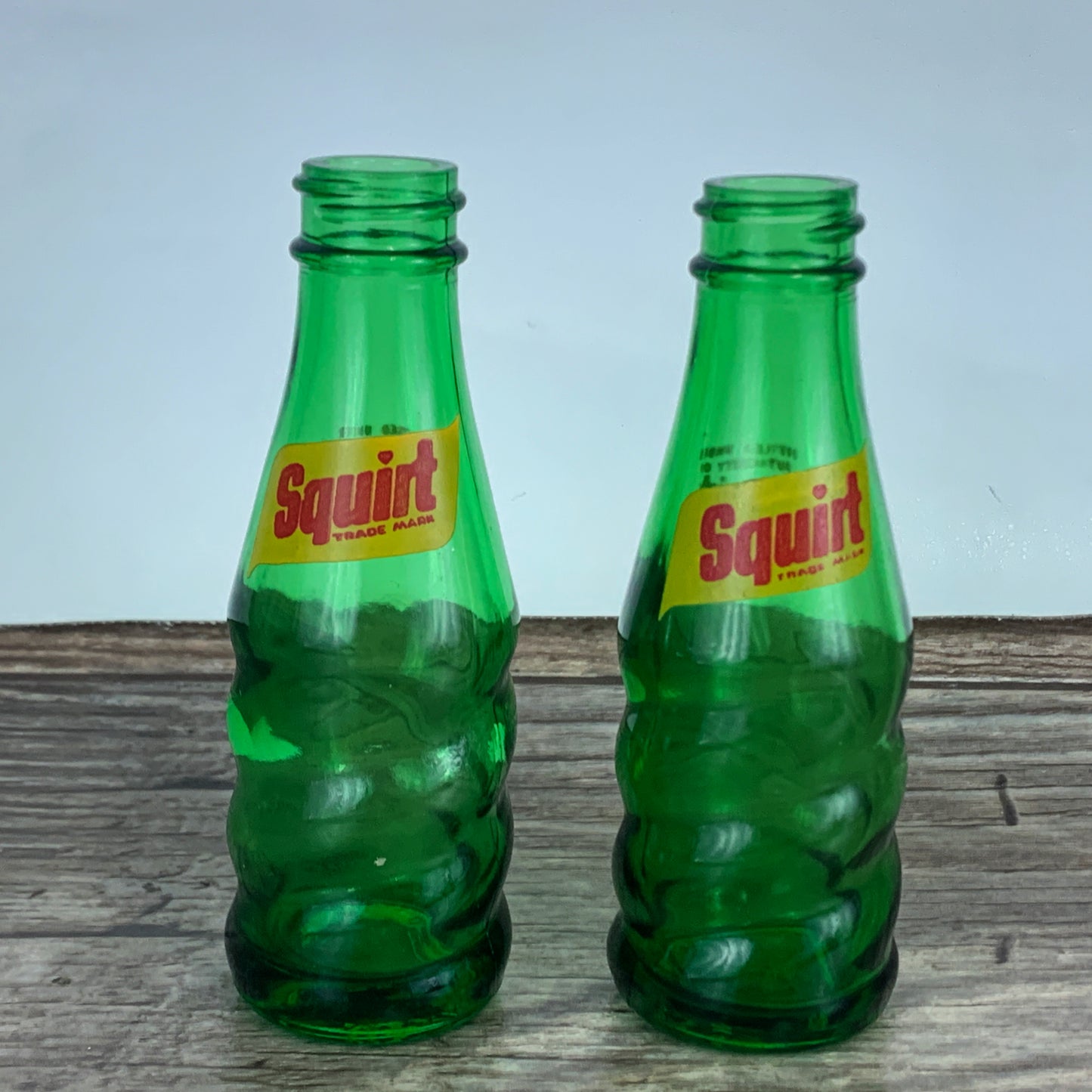 Squirt Pop Bottle Salt and Pepper Shakers, Vintage Green Pop Bottle Salt & Pepper Shakers