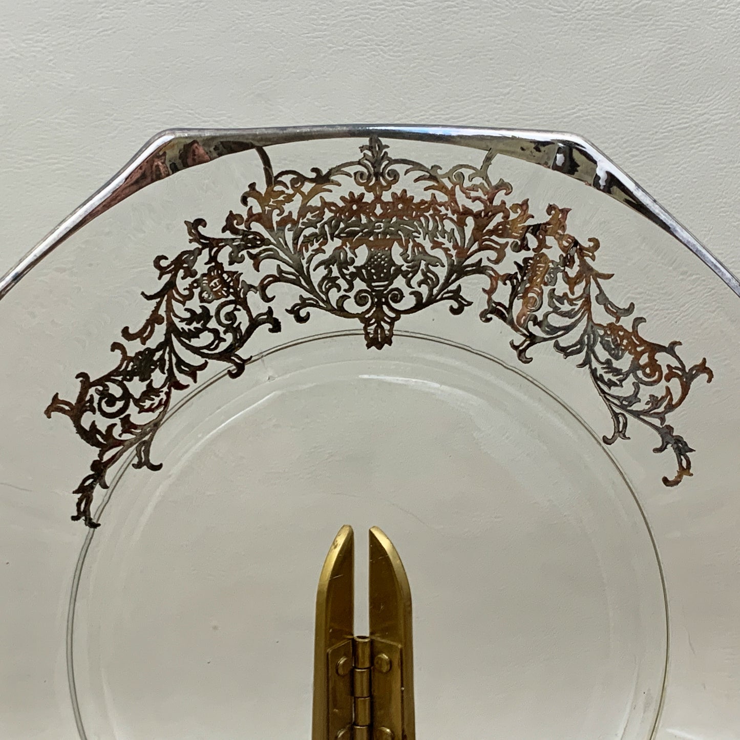 Clear Glass Vintage Plate with Silver Overlay