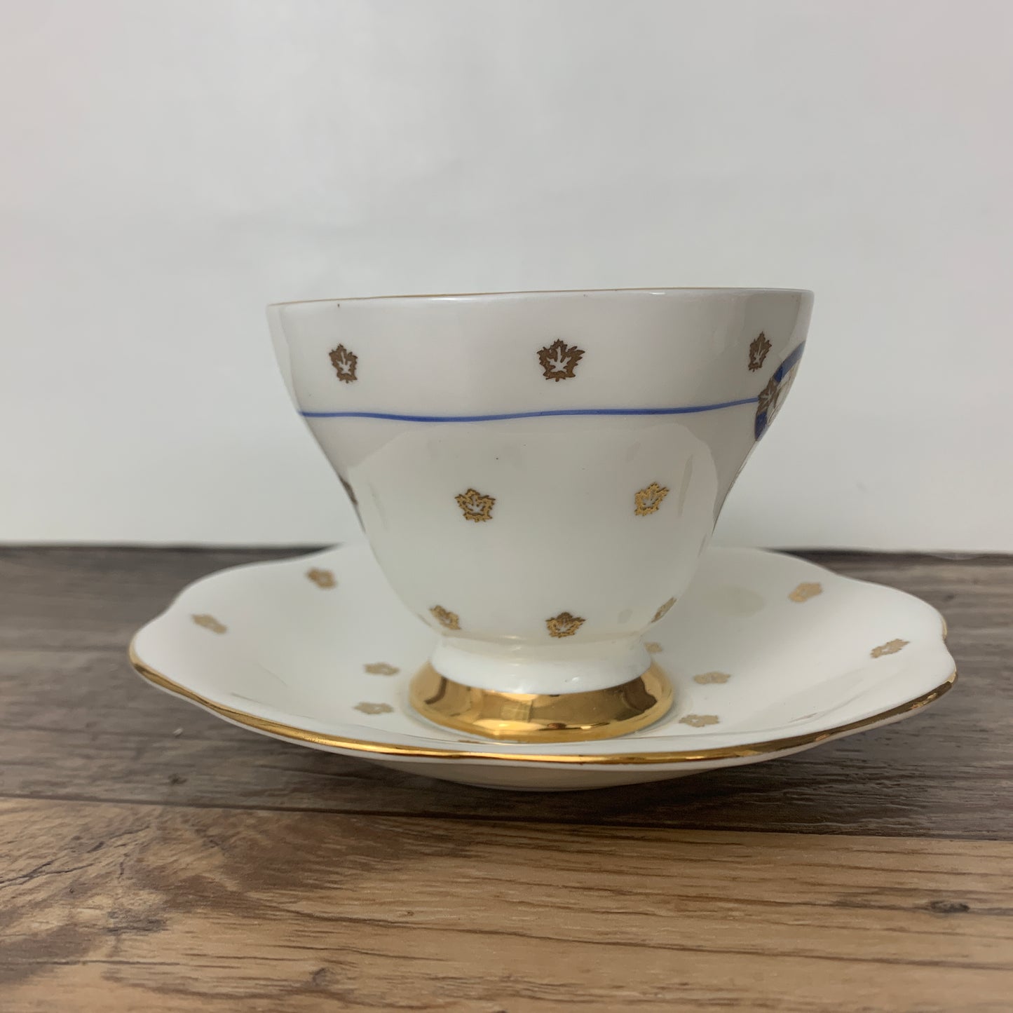 White and Gold Vintage Teacup and Saucer For Home and Country EB Foley