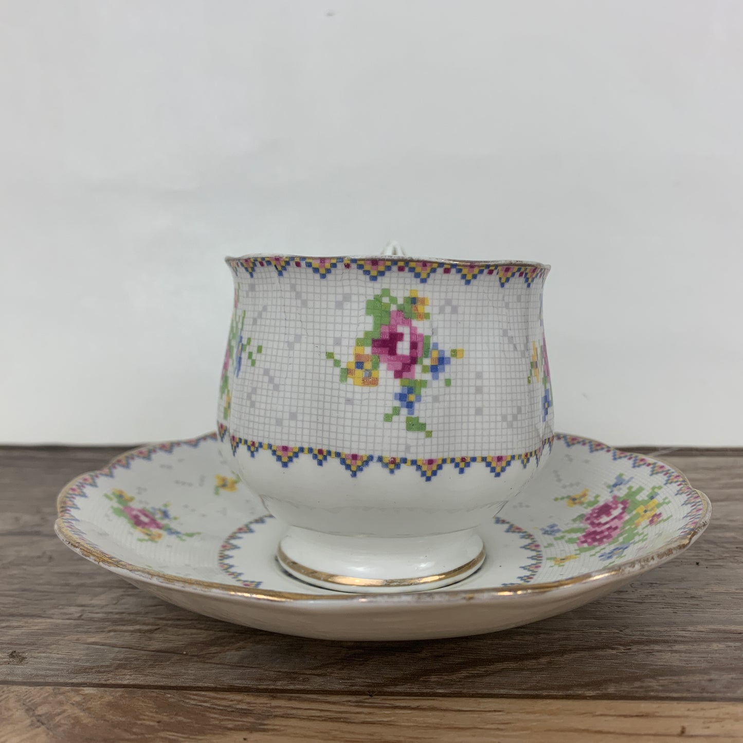 Royal Albert Petit Point Vintage Teacup and Saucer Made in England