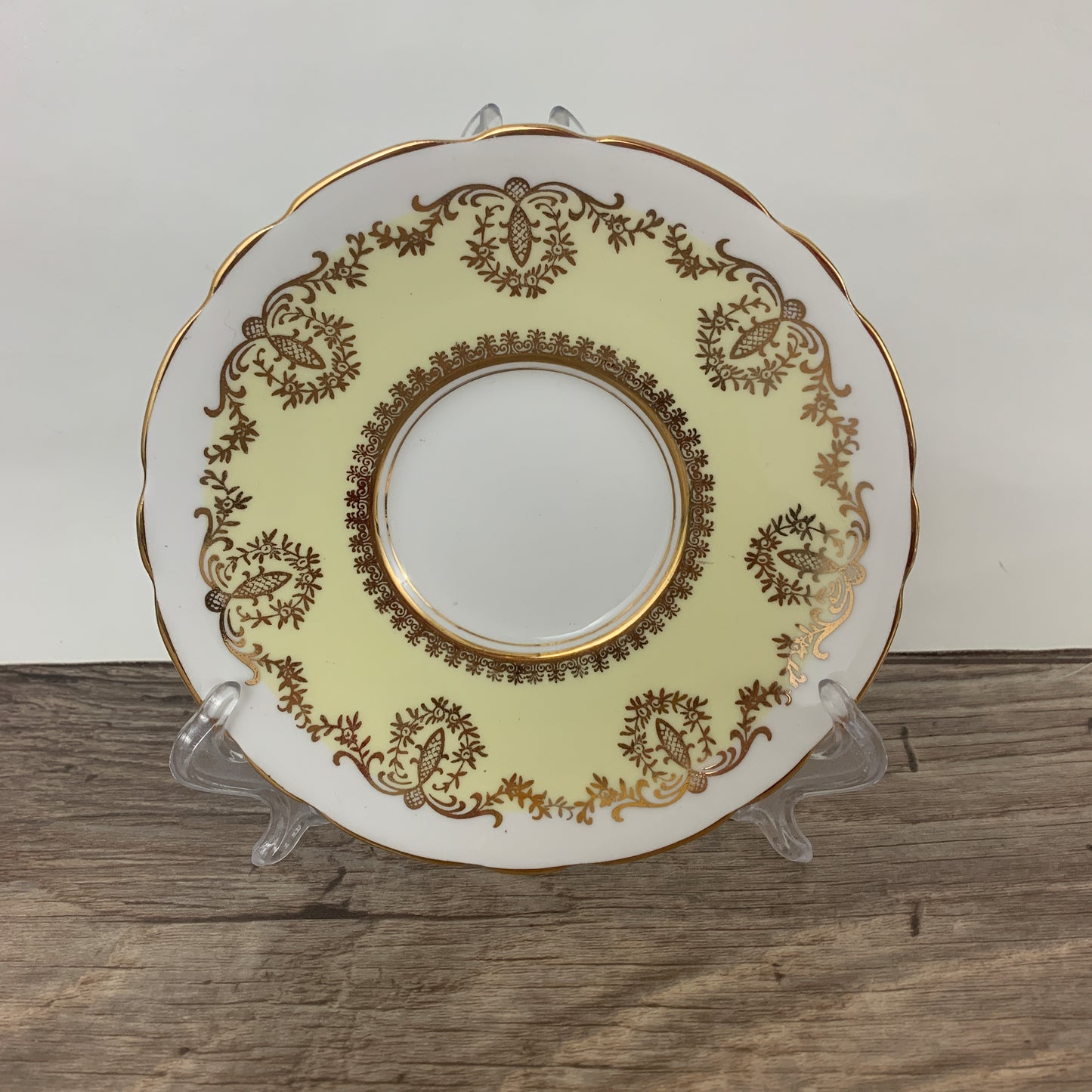 Yellow and Gold Vintage Teacup and Saucer by Royal Stafford