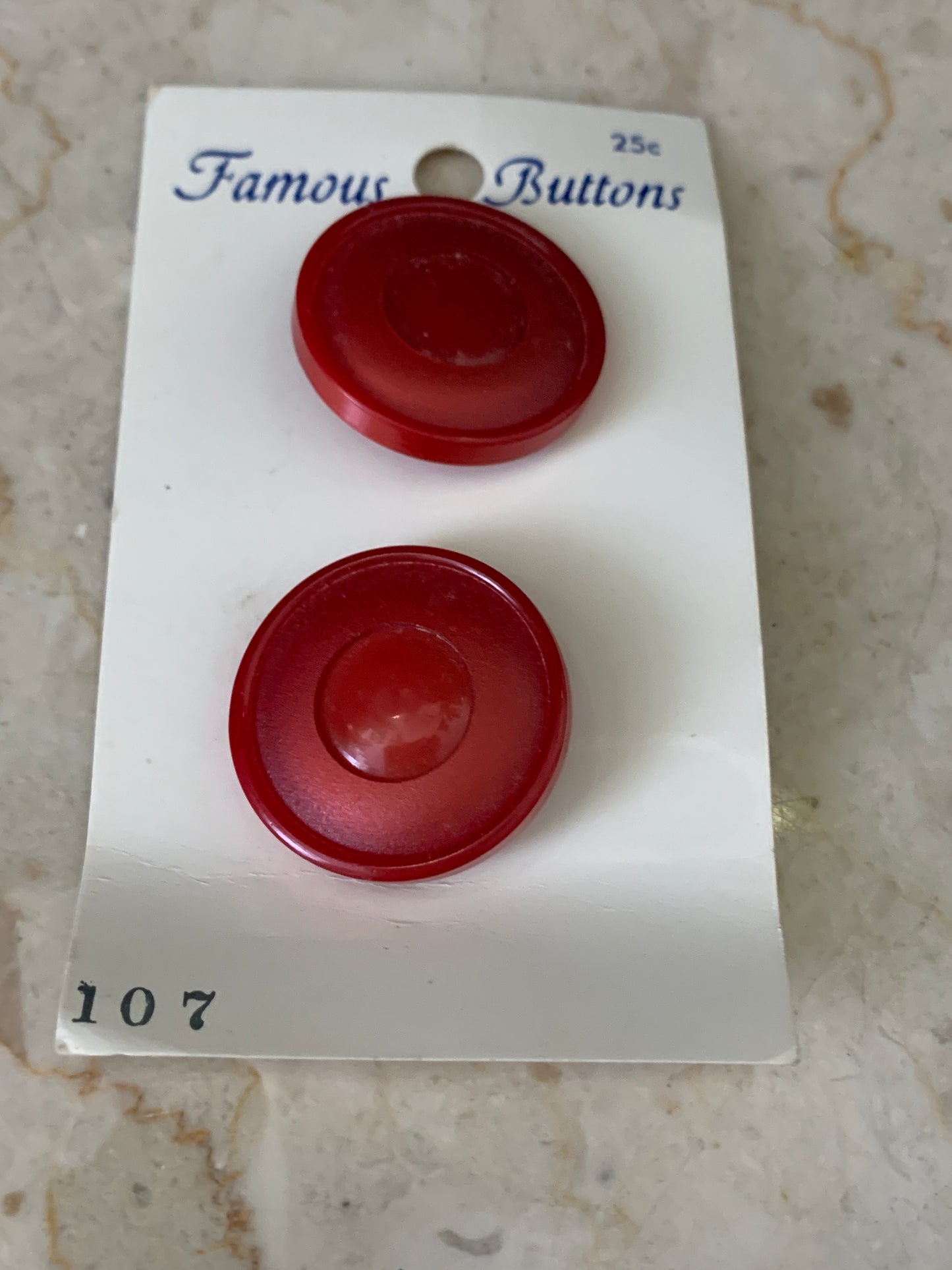 Set of 6 Red Vintage Buttons NOS on original card