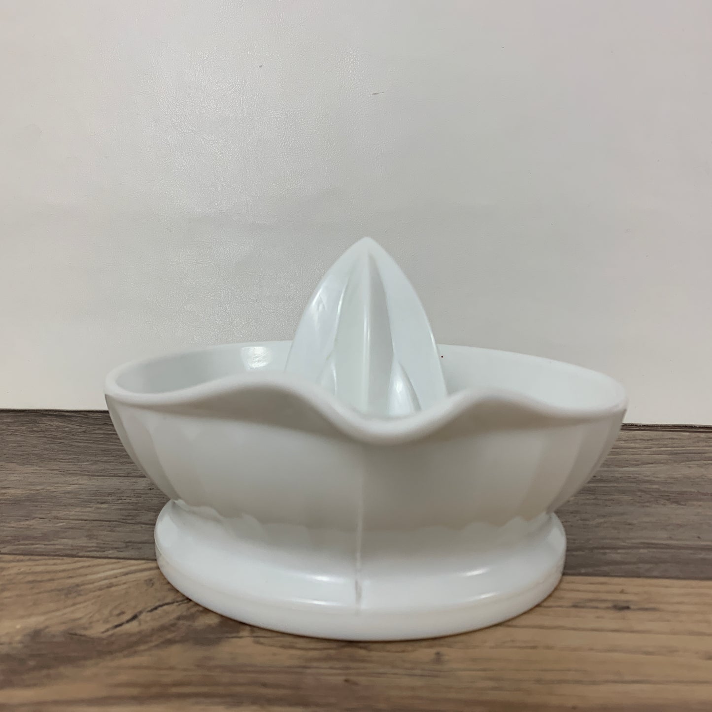 Milk Glass Citrus Reamer, Vintage Juice Press