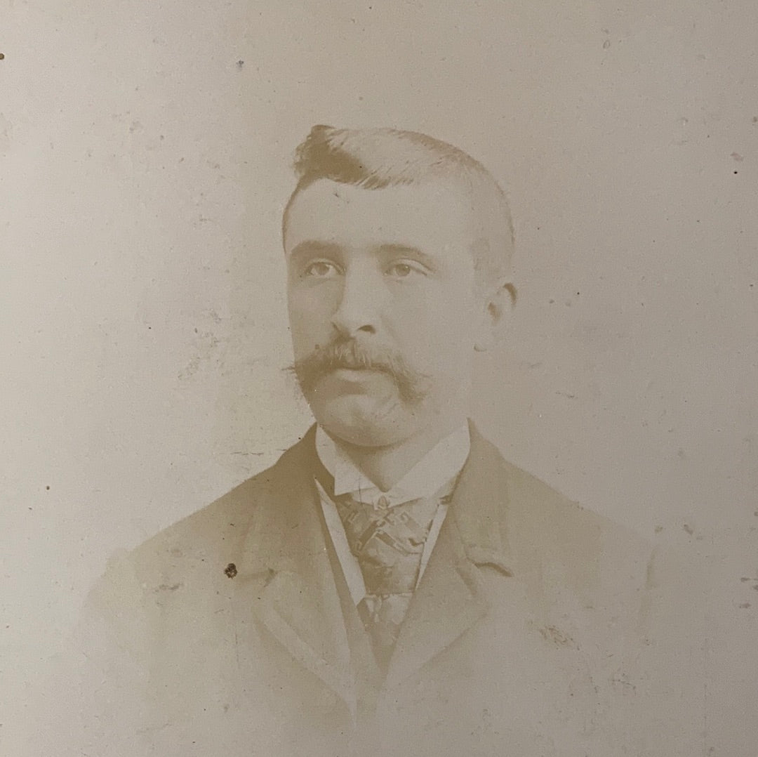 Antique Portrait of a Man Black and White Cabinet Card Found Photo Listowell Ontario Canada