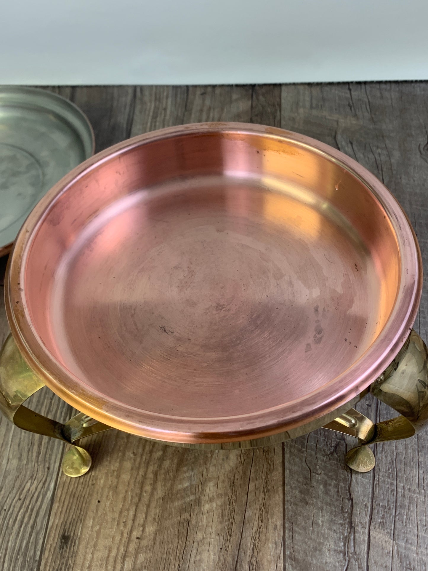 Vintage Copper Chaffing Dish Double Broiler Warming Dish Vintage Kitchen