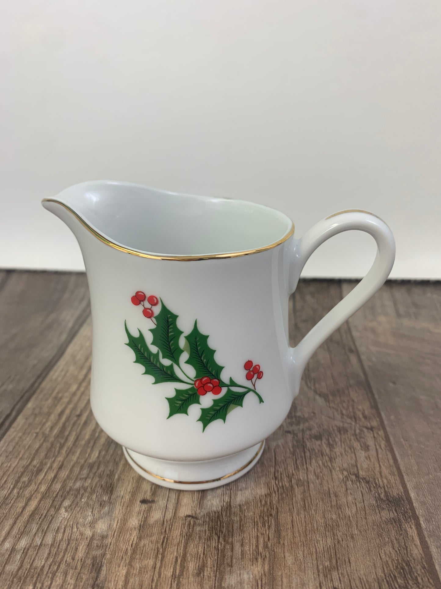 Holly Pattern Cream and Sugar Made in Japan Fine Bone China Cream and Sugar set Vintage Christmas Serving Set