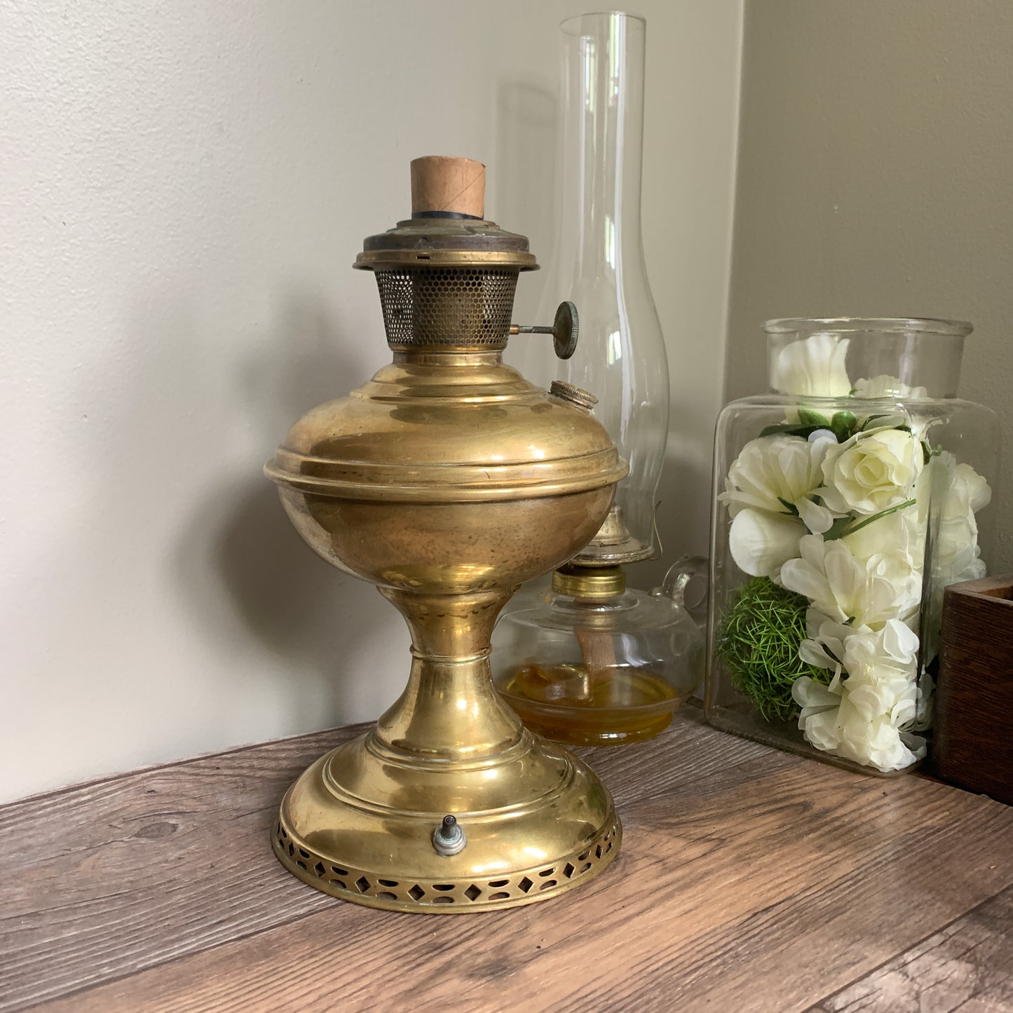 Converted Brass Aladdin Oil Lamp - Needs re Wiring
