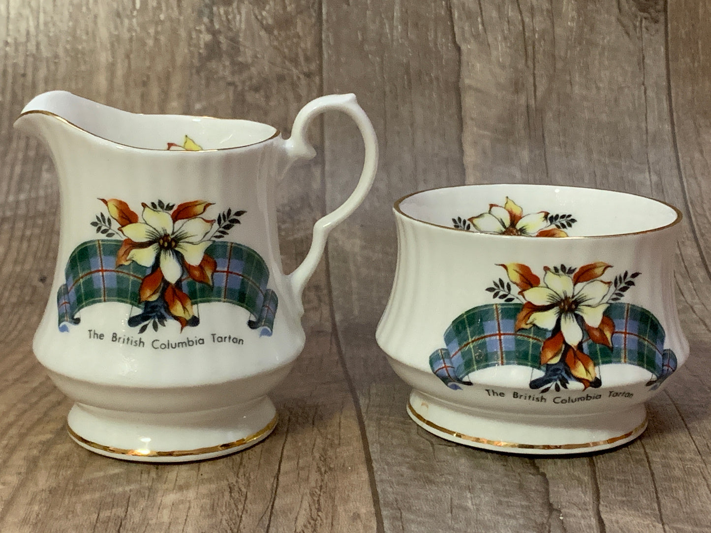 Vintage China Cream and Sugar set Prince China British Columbia Tartan