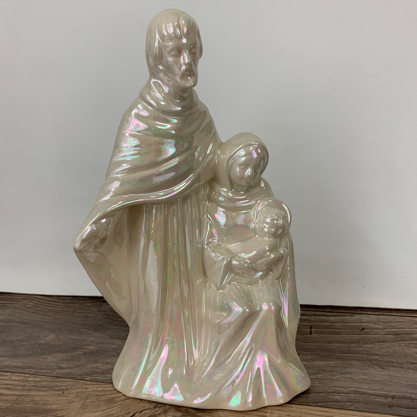 Jesus, Mary, and Joseph Statuette with Lusterware Finish