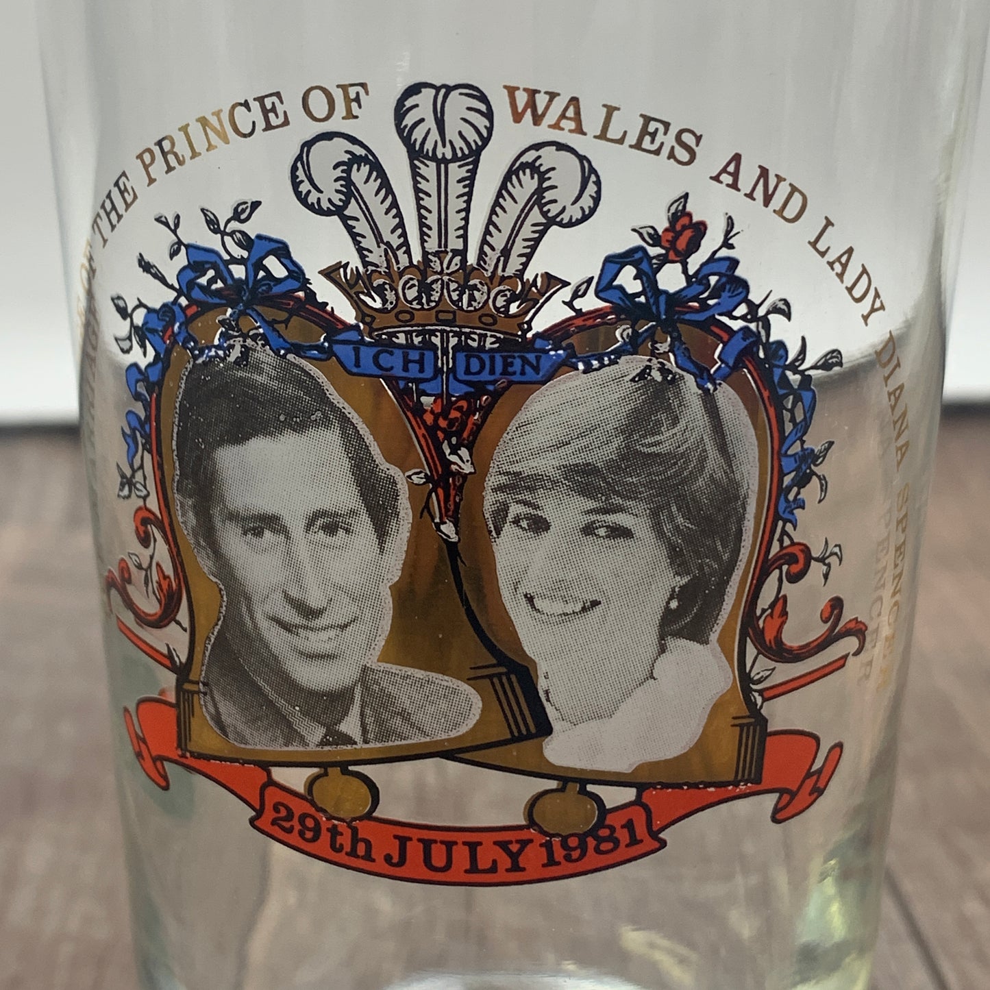 Princess Diana and Prince Charles Commemorative Glass Royal Wedding Souvenir 1980s Collectible