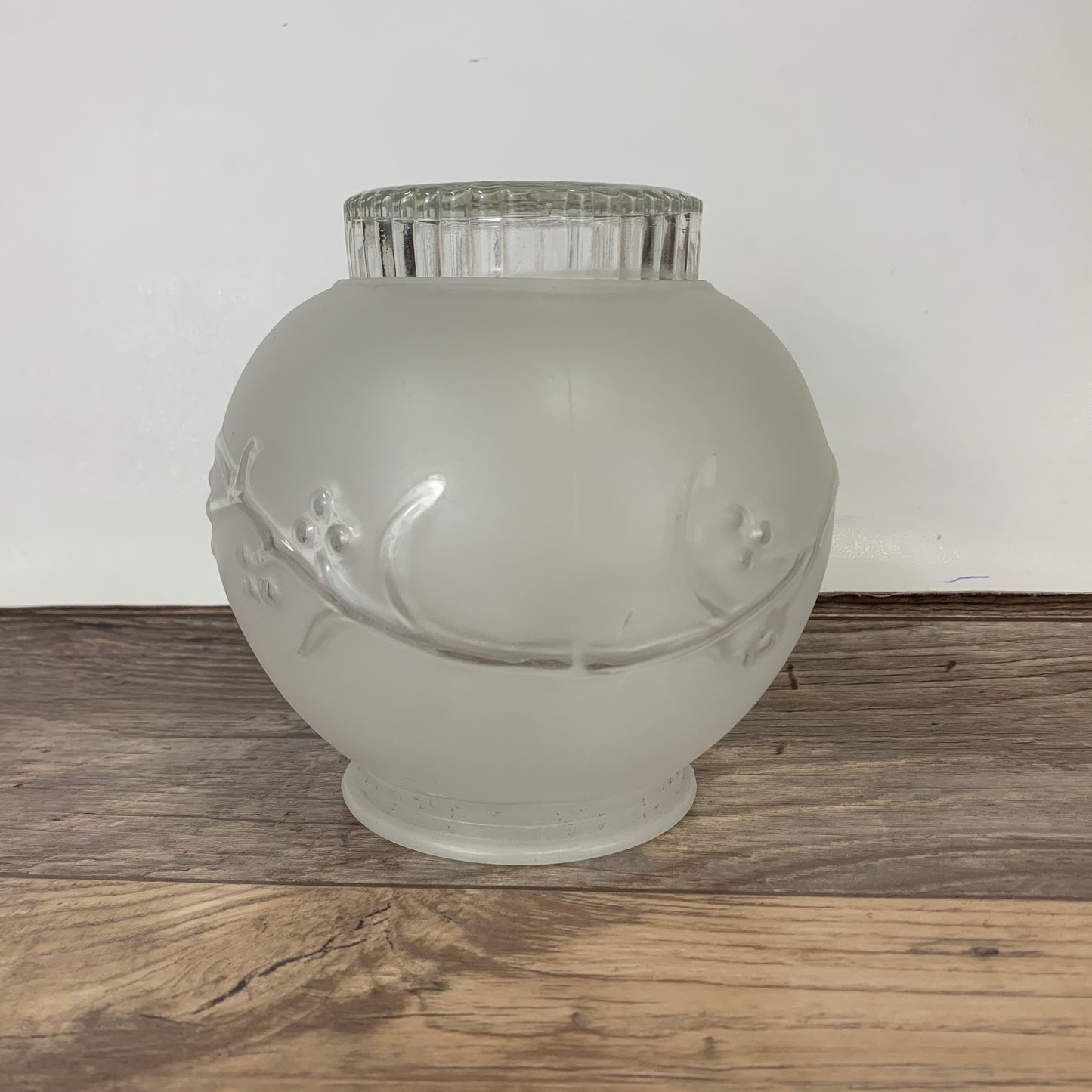 Frosted Light Cover, Mid-Century Globe Ceiling Light w/ raised floral pattern