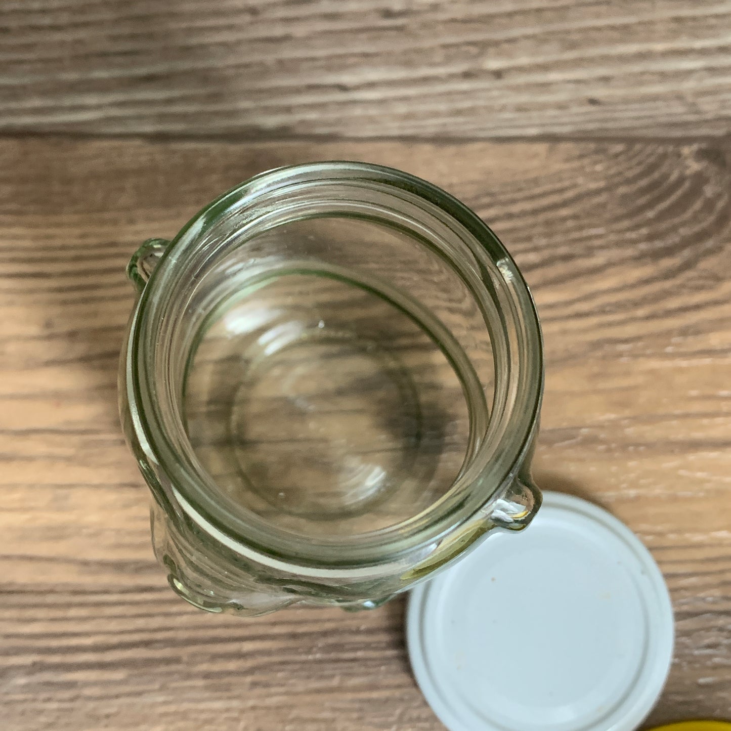 Teddy Bear with Yellow Hat Vintage Jar Peanut Butter Jar Stash Jar