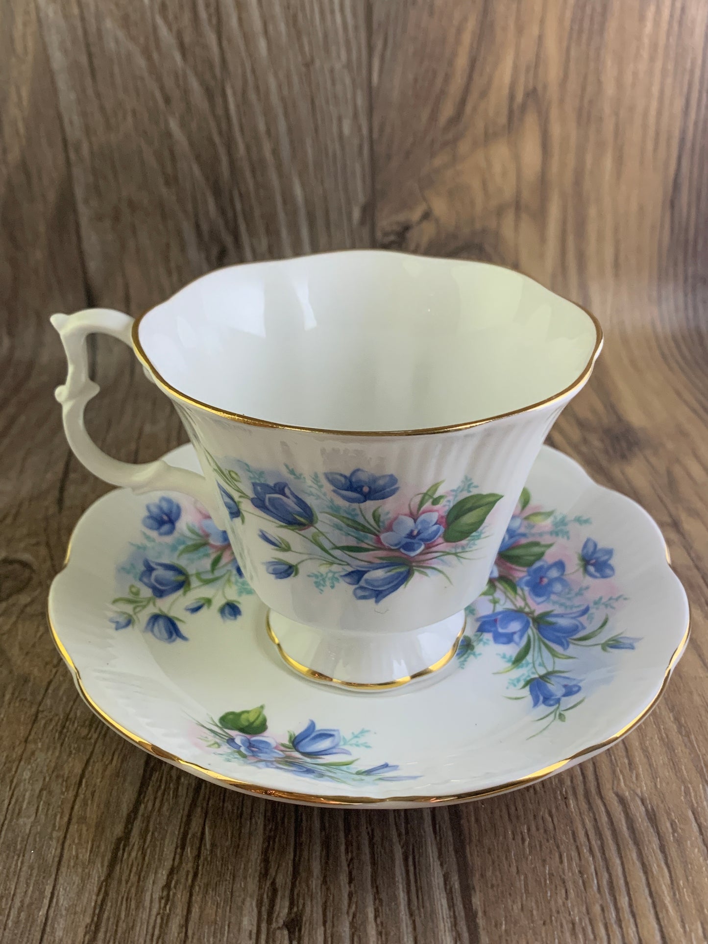 Vintage Teacup with Blue Floral Pattern, Gainsborough Shape, Royal Albert China