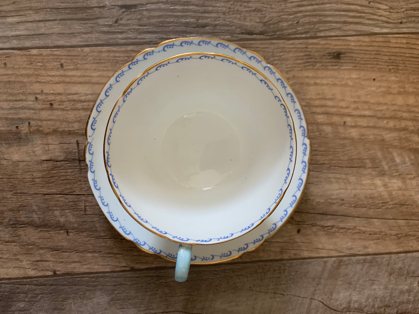 Shelley Bone China Blue Rock Teacup and Saucer